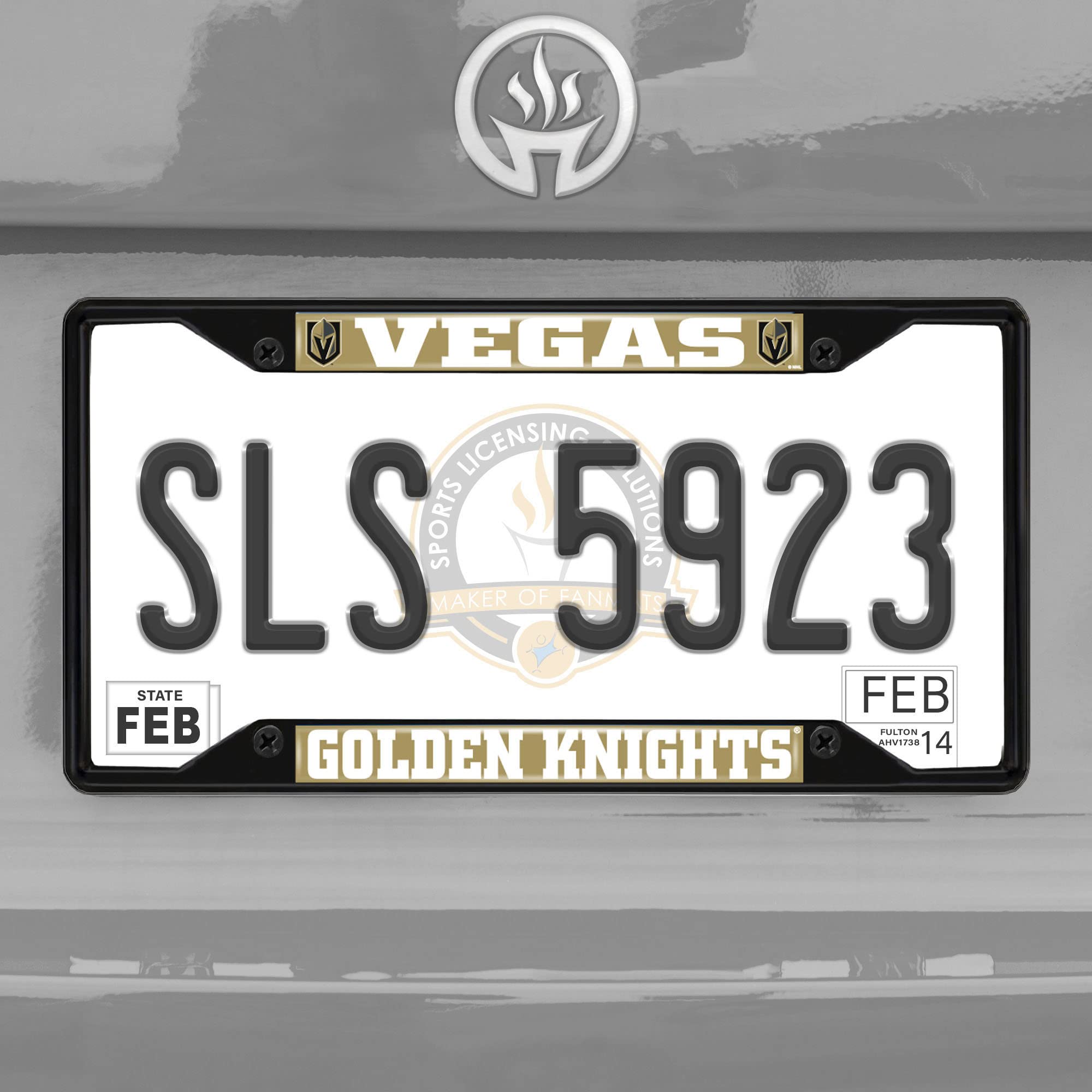 FANMATS 31394 Vegas Golden Knights Metal License Plate Frame Black Finish