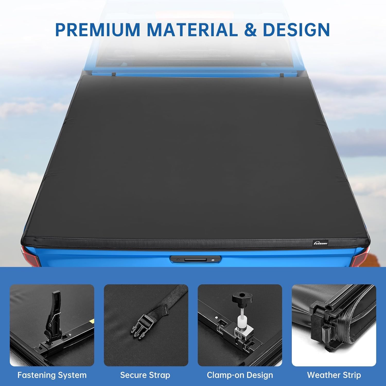 CuisinSmart Hard Folding Truck Bed Tonneau Cover Compatiable with Gmc Sierra 1500 Classic&Chevrolet Silverado(2014-2018) 5.8 Ft Short Box w/o Rambox, Tri Fold Style