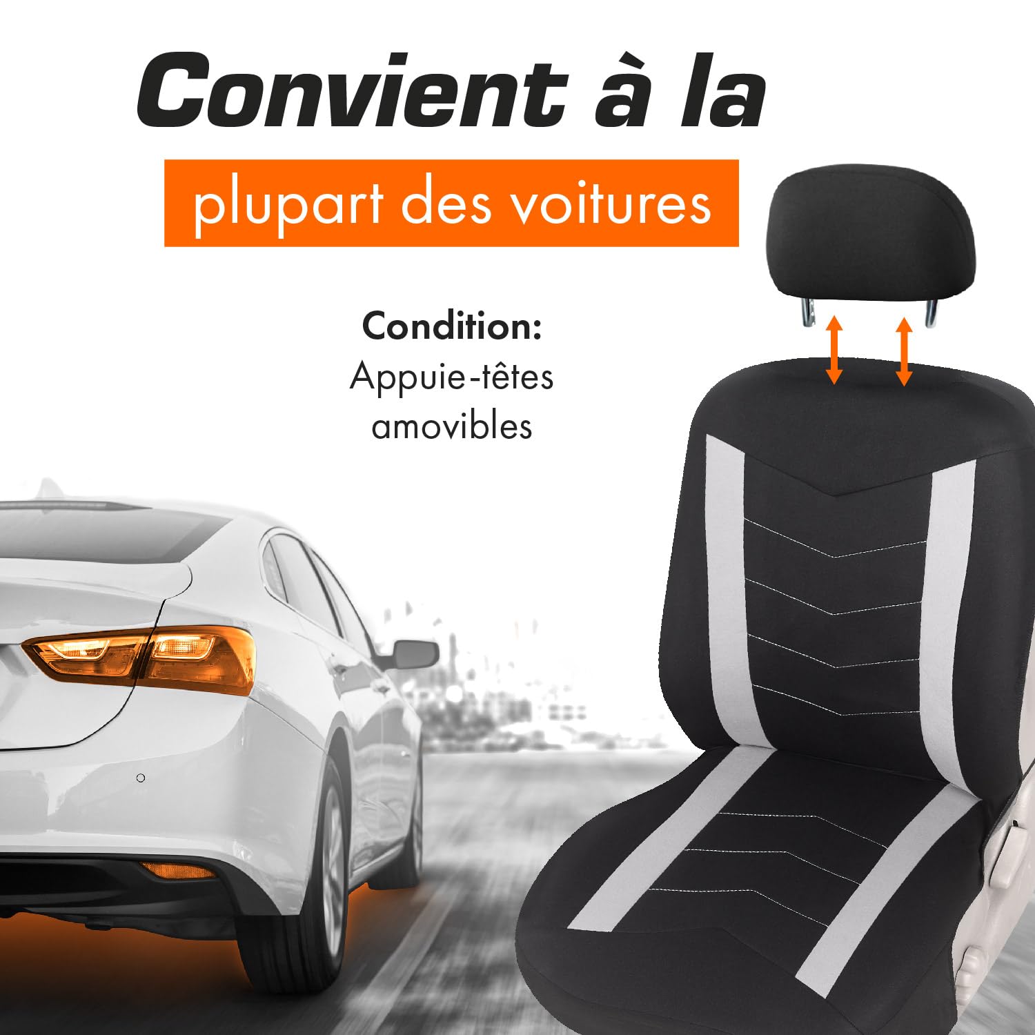 upgrade4cars Housse de Siege Voiture Universelle Noir Gris | Ensemble de Housses Siège Auto Universel | Couvre Sieges pour Avant et Arrière