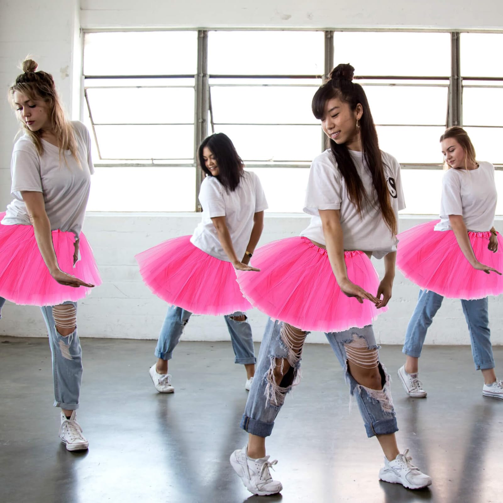 Tutú de Tul para Adultos Rosa 3 Capas Falda de Ballet Mujer Danza Fiesta Halloween