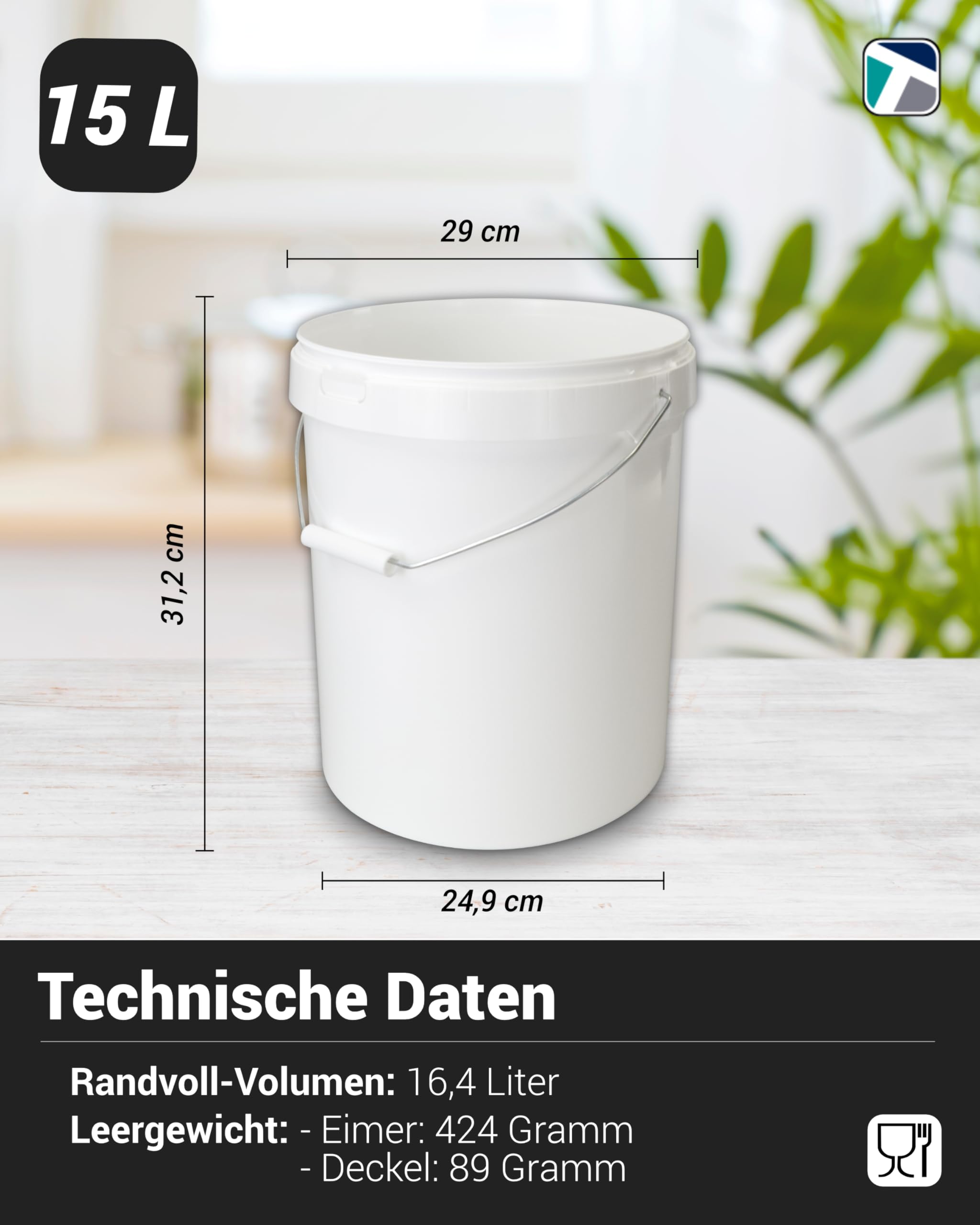Meranti Eimerdeckel Wiederverwendbar | Lebensmittelqualität | Für 10,8–22,7 L Eimer | 3 Stück Grau