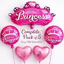 Propsicle Pink Princess Crown Foil Balloons for Girls Birthday Decoration gallery image