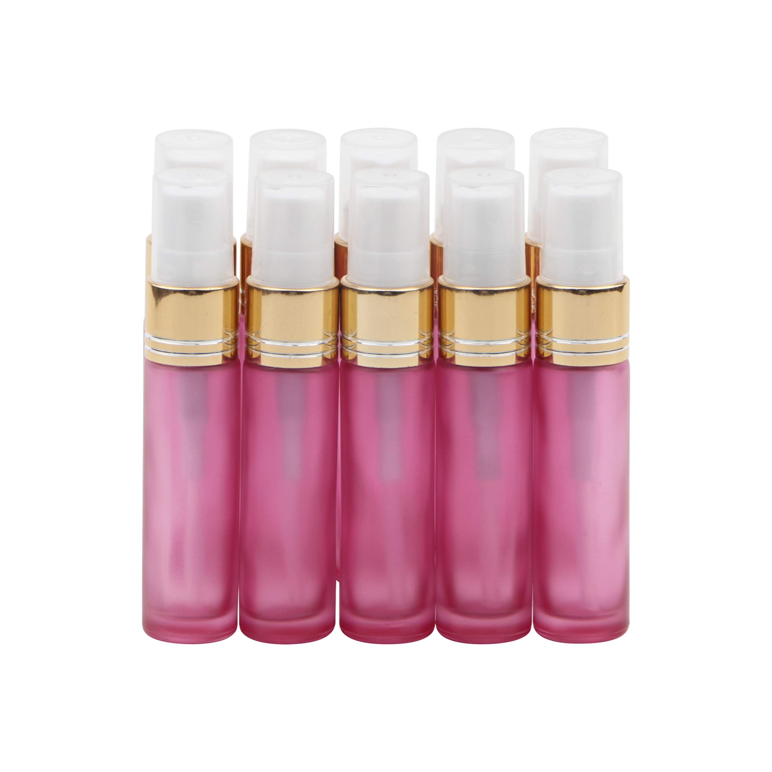 Flacons pulvérisateurs en verre rose mat de 10 ml avec entonnoirs et compte-gouttes x10