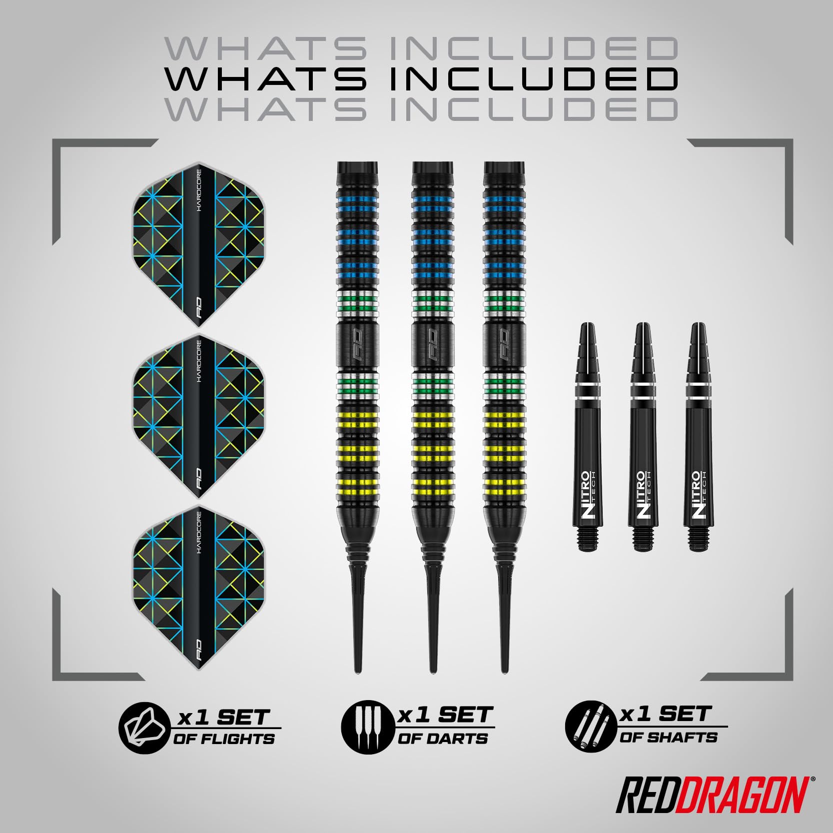 Set Freccette RED DRAGON Seren Onyx - 90% Tungsteno, Punta Morbida, Con Voli E Aste - Professionale
