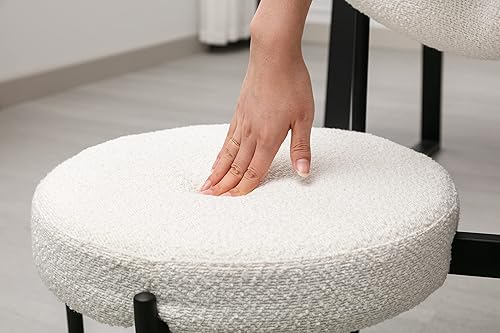 Miniatura 6 de Juego de 2 sillas de comedor de mediados de siglo, sillas de comedor Sherpa Boucle, sillas de comedor sin brazos con patas de metal negro, sillas de