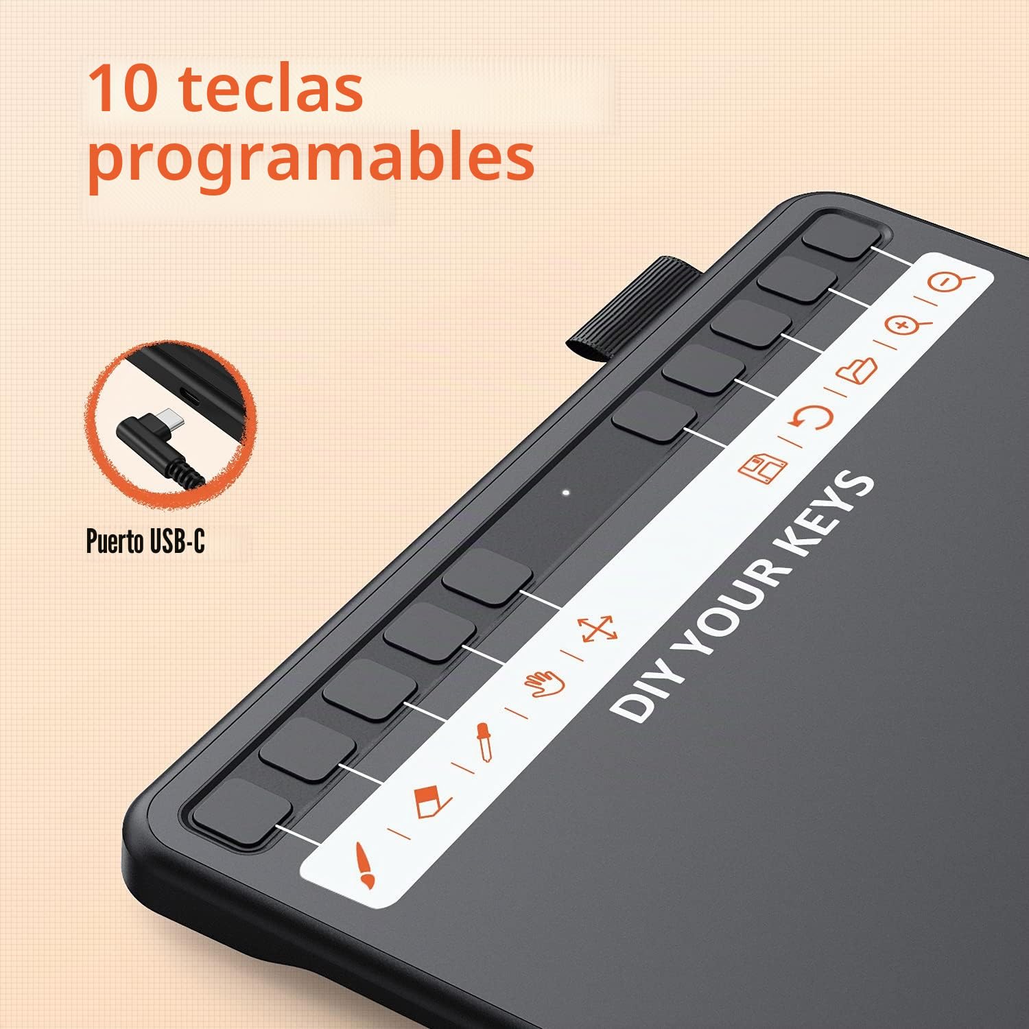 Tableta Gráfica UGEE S640,Tableta Digitalizada Portátil Ultradelgada de 2.4G,con Función de Inclinación, Teclas Personalizadas, Lápiz sin Pilas para Windows Mac Linux