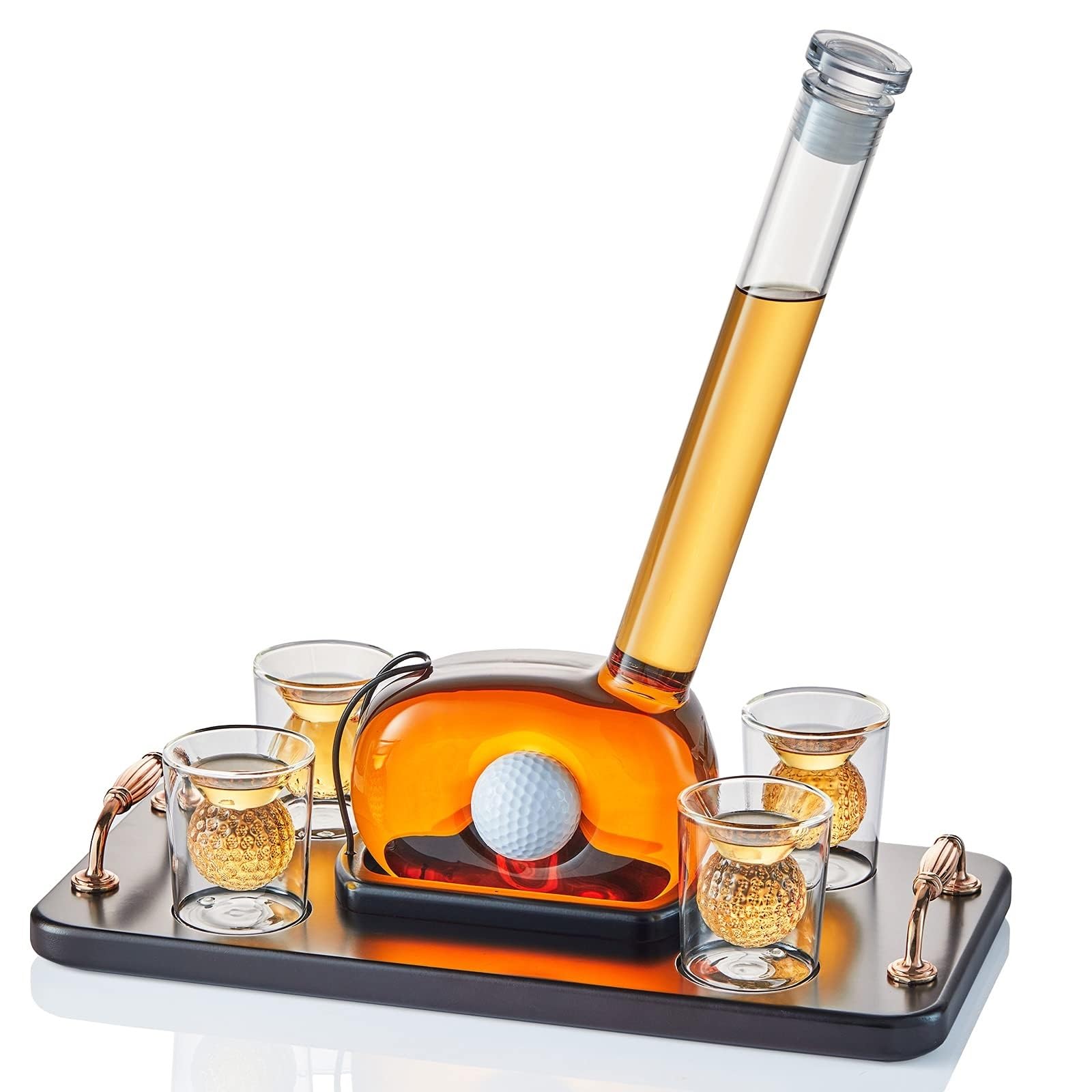VHcgCGJ Animal-shaped decanter, Decanter， 850ML Golf Whiskey Decanter Set With 4 Ball Shot Glasses