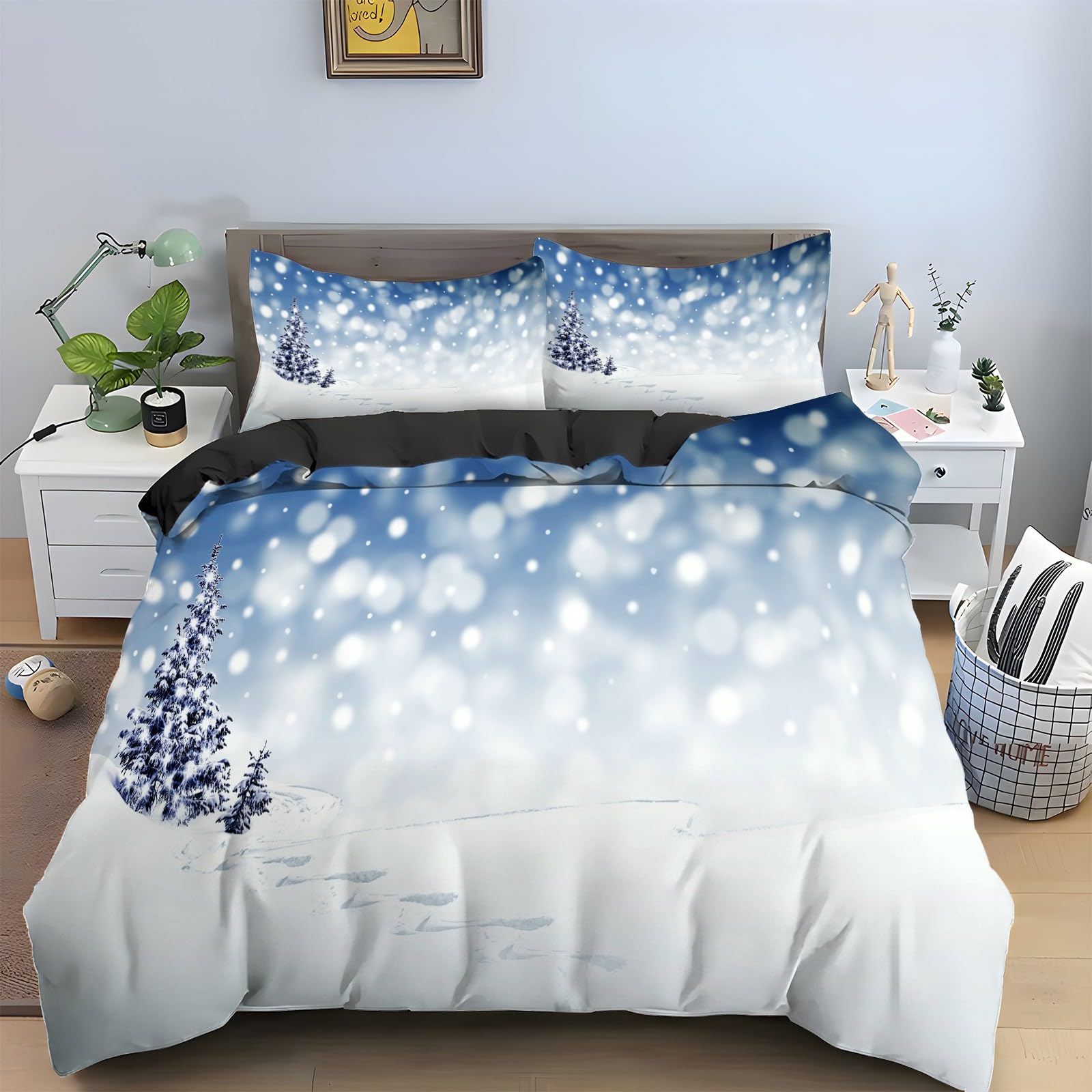 Housse de couette 240 x 260 Jour De Neige pour partager la chaleur d'un Noël chaleureux en famille
