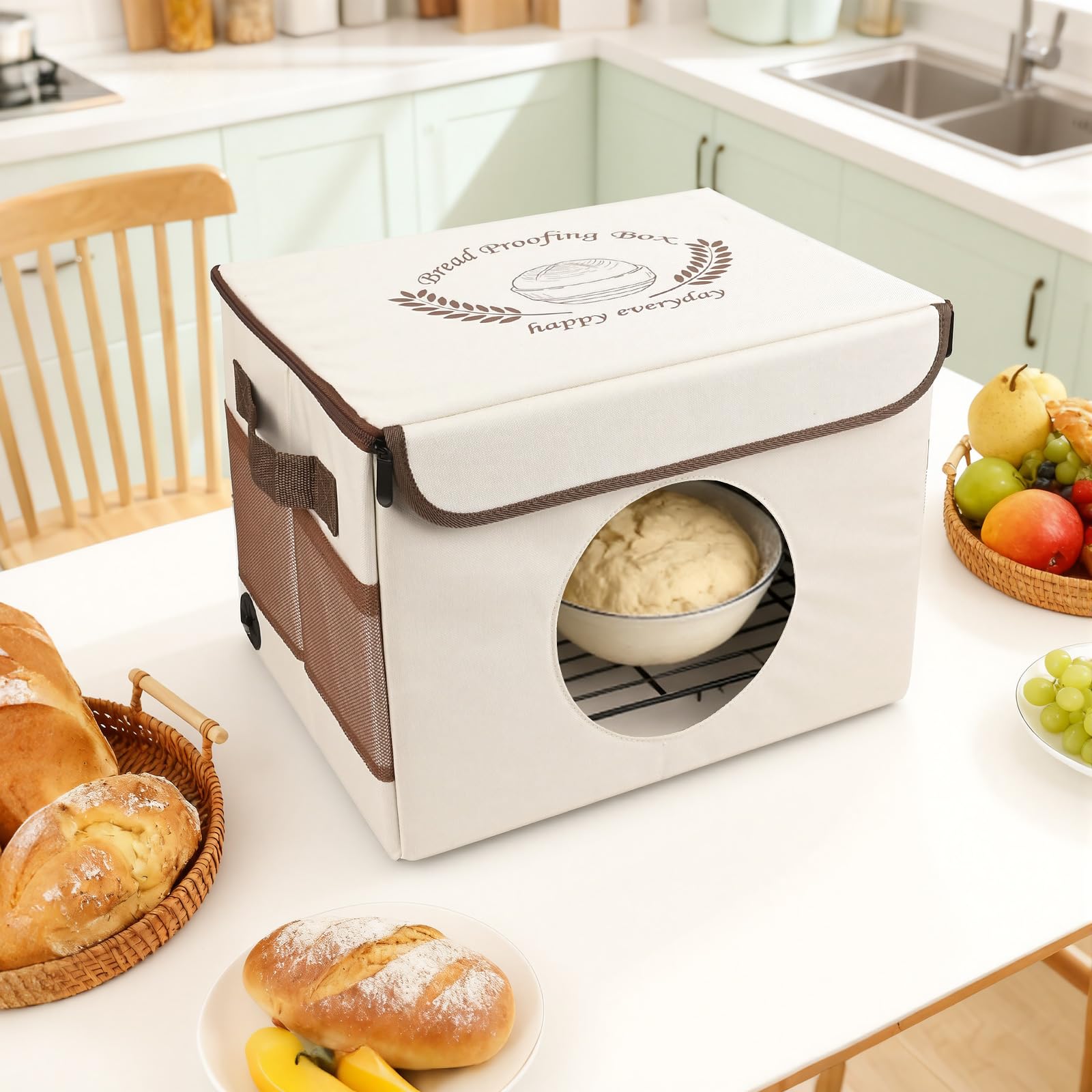 Brot Gärbox Sauerteig, Faltbare Gärbox mit Thermostat & 24h-Timer, Teiggärbox mit Metallregal, Gärschrank für Zuhause, Brot, PizzaJoghurt, Reiswein, 40x30x28cm