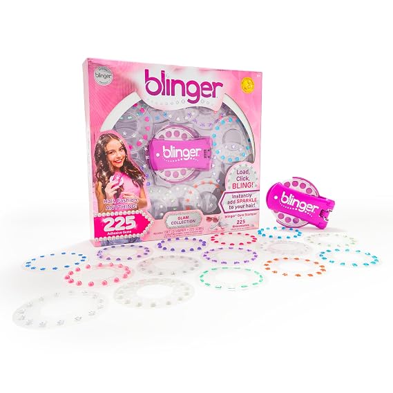 Blinger Ultimate Set, Glam Collection,  with Glam Styling Tool & 225 Gems - Load, Click, Bling! Hair, Fashion, Anything!