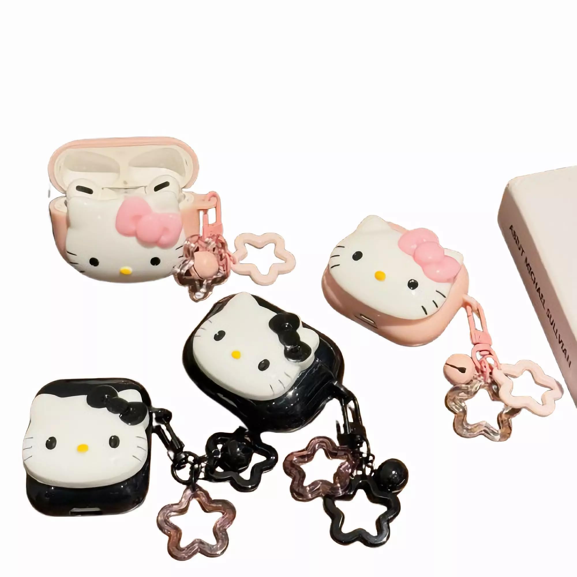 NICEHOLI AirPods Pro Compatible Case, Japanese and Korean Style Cute Hello Kitty Creative 3D Cartoon Bluetooth Headset Protective Case, Fashionable TPU Soft Shell, Easy to Install and Remove : Electro