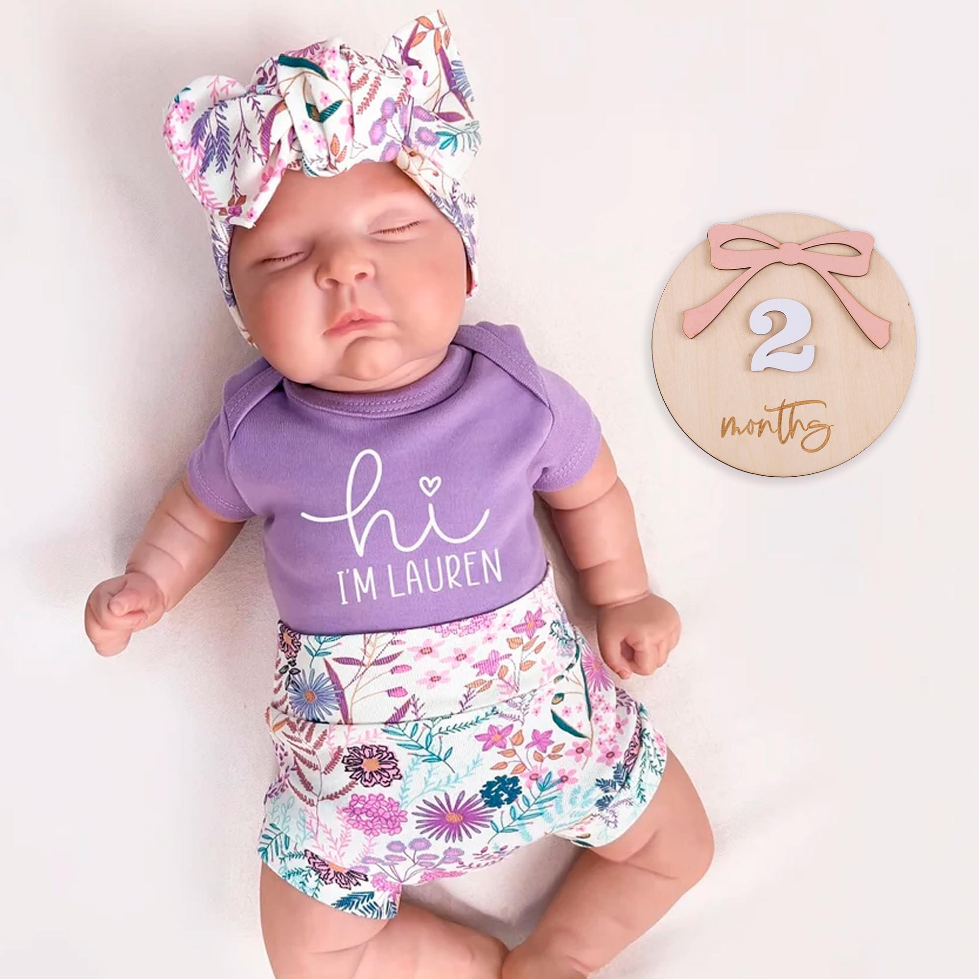 Hello World Baby Sign Burbell 3D Wooden Daisy Baby Monthly Milestone ...