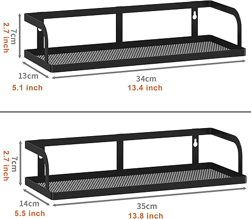 Miniatura 3 de PUSDON Cestas de almacenamiento colgantes para montaje en pared, estante de almacenamiento de alambre de metal para cocina, baño, ducha, estante de
