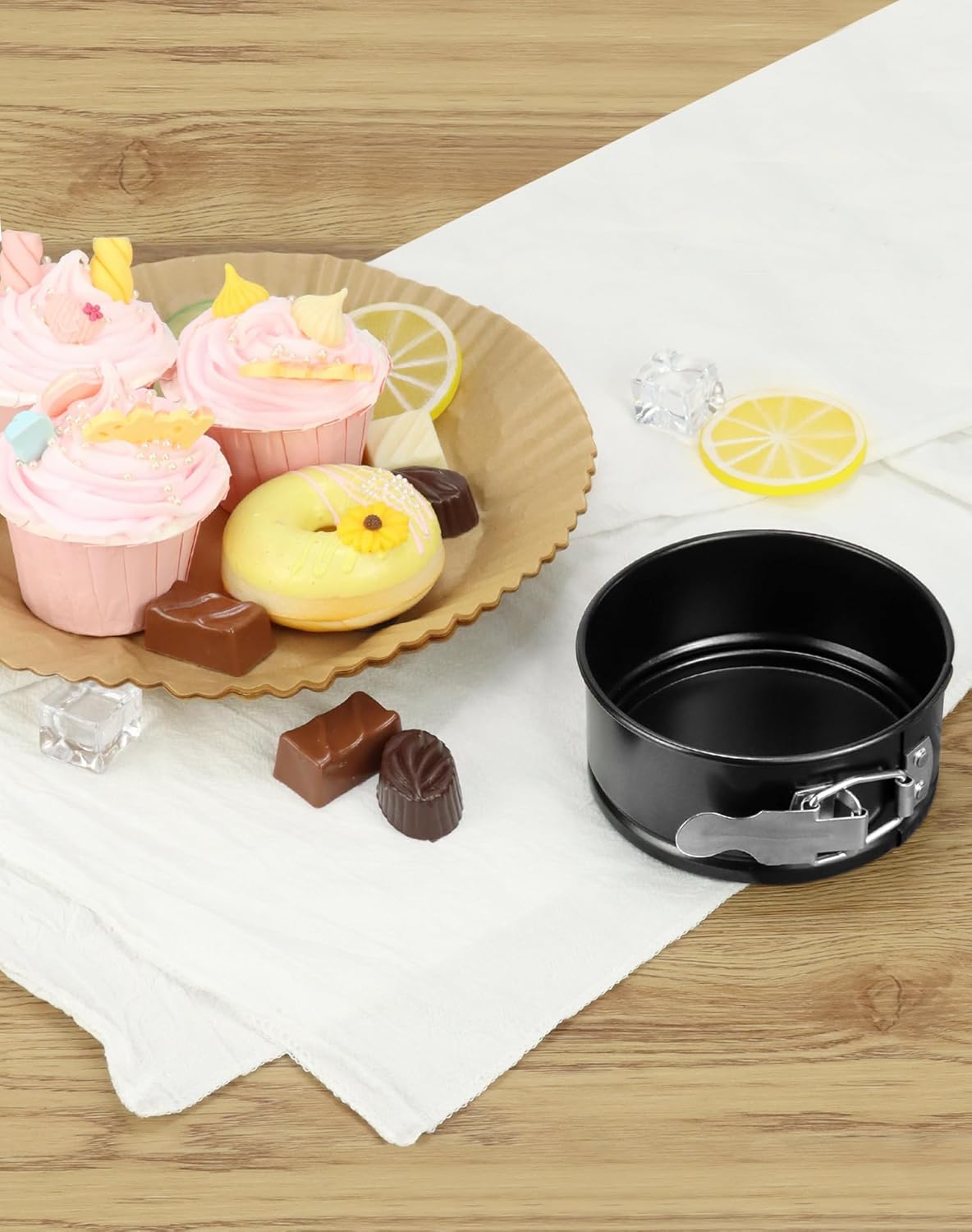 QWORK 4 Inch Springform Pan Set, Nonstick, Leakproof Mini Cheesecake Pans with Removable Bottom, Carbon and Stainless Steel Construction, 8 Pcs
