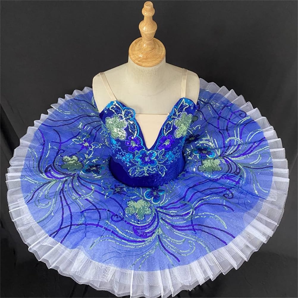 Scintillante Balletto Body per Ragazze Bambini Abbigliamento Danza con Gonna Ballerina da Sala da Ballo tutù Vestito Ricamo Floreale Ginnastica Pattinaggio Danza Vestito