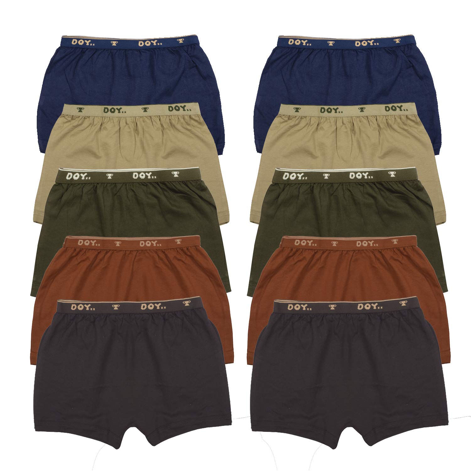 ESSADoy Drawer, Boys | 100% Cotton, Hosiery, Mid Waist | Outer Elastic Waistband | Breathable, Underwear, Innerwear, Trunks | Solids | for Kids (Pack of 10) (Multicolour)