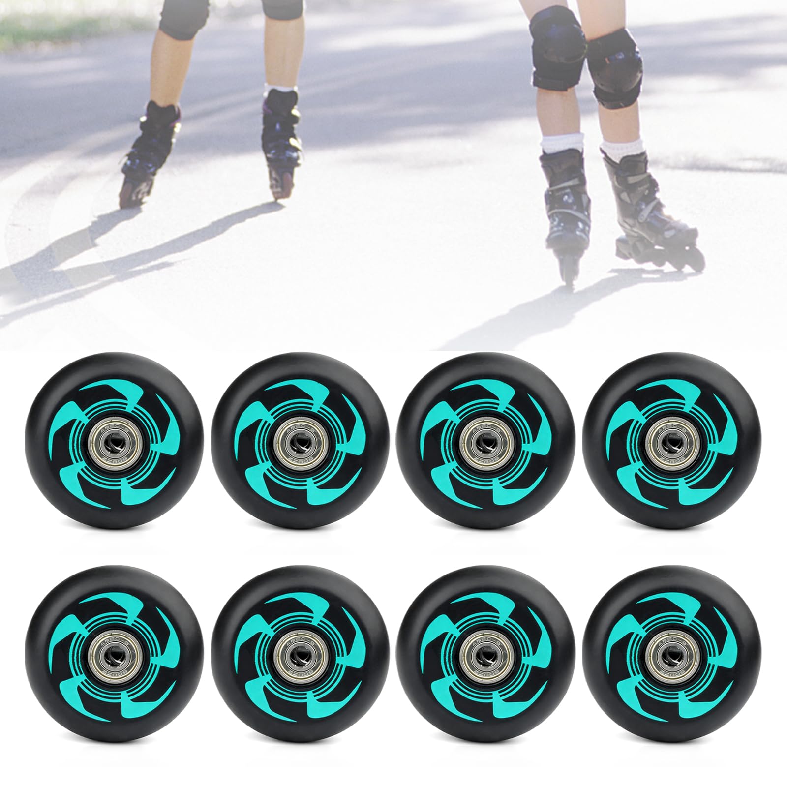 8 Piezas Ruedas Patin en Linea con Rodamiento ABEC9, 76mm/ 80mm Ruedas para Patines en Línea, Rueda de Repuesto para Patin en Linea Interior o Exterior para K2 Hudora Gonex Apollo (76mm)