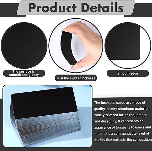 Miniatura 3 de Zonon Paquete de 200 placas de aluminio grabadas para grabador CNC, manualidades láser, tarjetas de visita de metal multiusos, hojas de grabado,