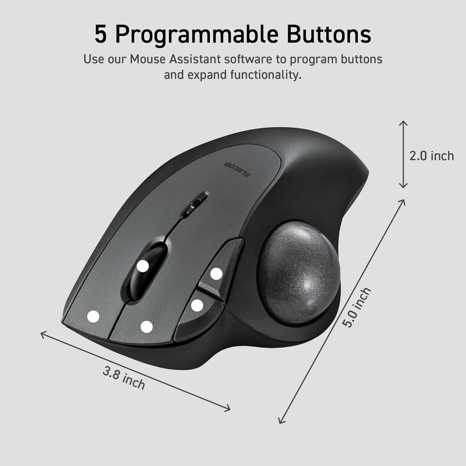 ELECOM Ergonomic Comfort Design Trackball IST Wireless 2.4GHz Connect, Super-Smooth Tracking with Roller Ball Bearing, 36mm Ball, Thumb Control, Compatible for Windows, PC, and Mac Black (M-IT11DRBK) - Image 10