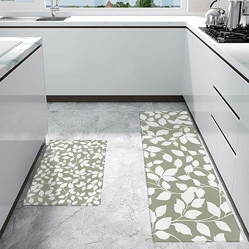 Miniatura 4 de Vine - Juego de 2 tapetes de cocina, acolchados antifatiga, antideslizantes, cómodos, para cocina, 23.6 x 70.9 pulgadas, para el hogar, oficina,