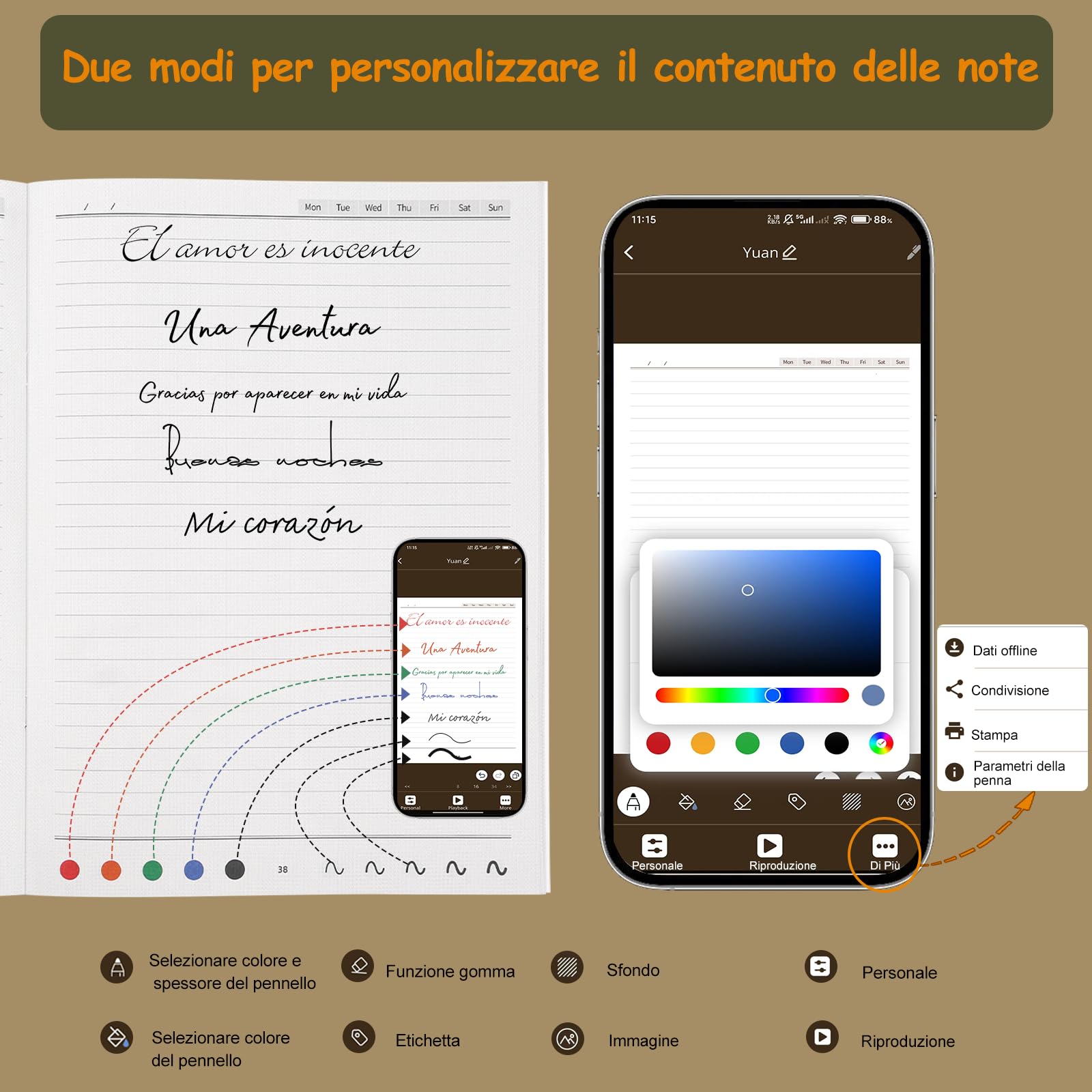 Yuan Smart Writing Set, Smart Notebook con Smart Pen, Taccuino Digitale per Appunti Digitali con 3 Quaderni A4, Sincronizzazione e Digitalizzazione in Tempo Reale, Compatibile con iPad iOS Android