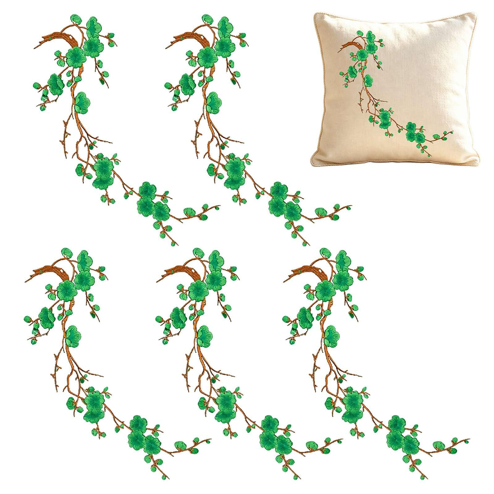5PCS Cherry Blossom Iron Patch, Iron On Blossom Plum Applique Patch