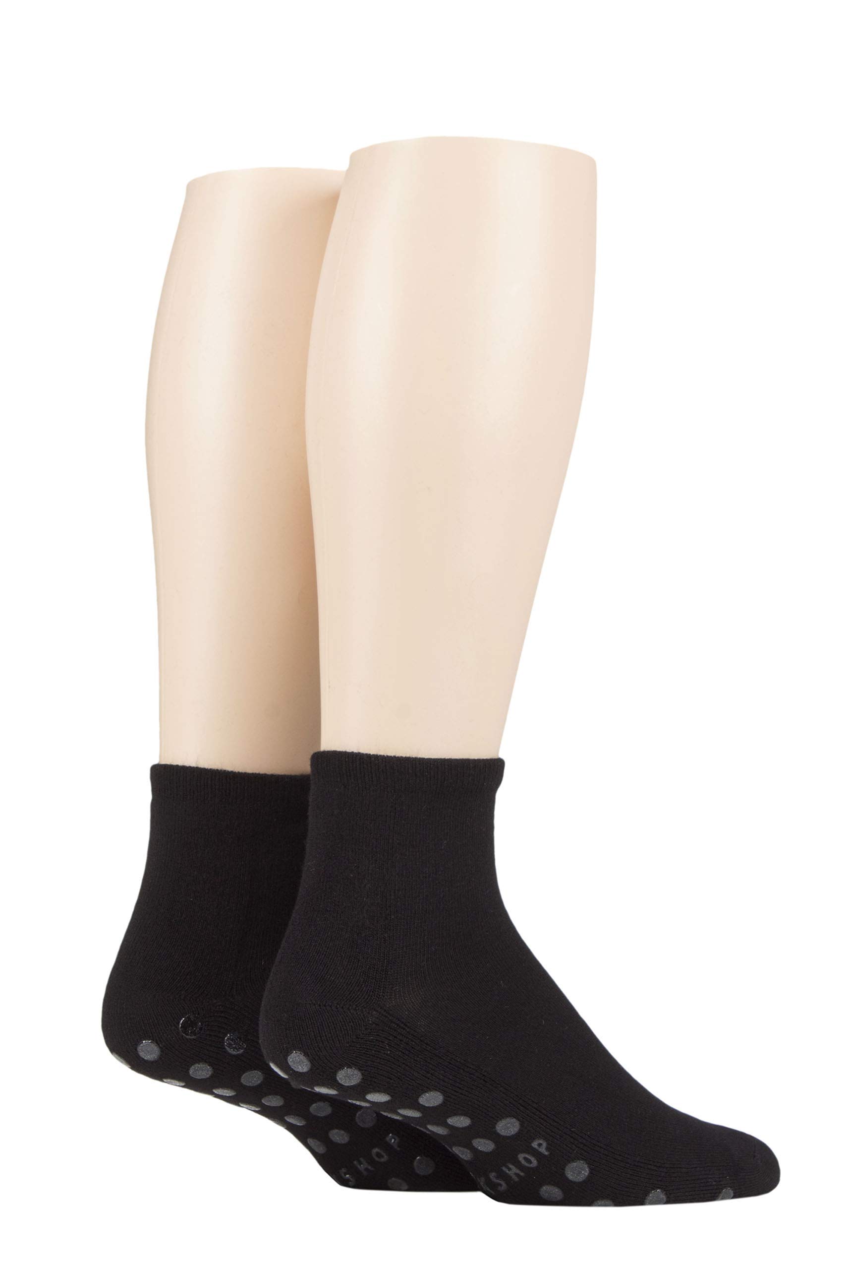 Sockshop Men's Black Lazy Panda And Ladies Bamboo Cushioned Slipper Socks Pack Of 2 7-11