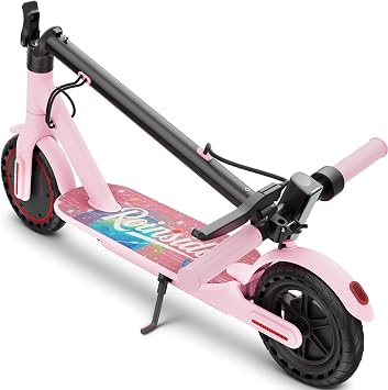 Electric Scooter for Big Kids- 8.5 Solid Tires, 350W Motor, Up to 19 MPH& 12&16 Miles Long-Range Portable Commuting E-scoote with Double Braking System, App