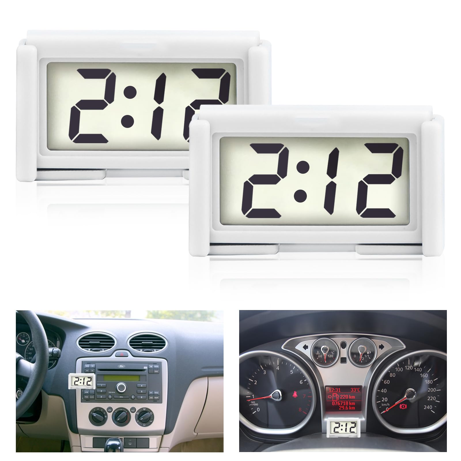 Snapklik.com : 2 Pcs Mini Digital Clock Small Magnetic Clock Car ...