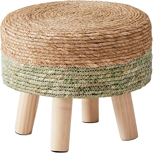 Miniatura 12 de Cpintltr Taburete para pies de hierba marina natural tejido a mano, pufs otomano redondo para sofá, escritorio, taburete suave con escalón