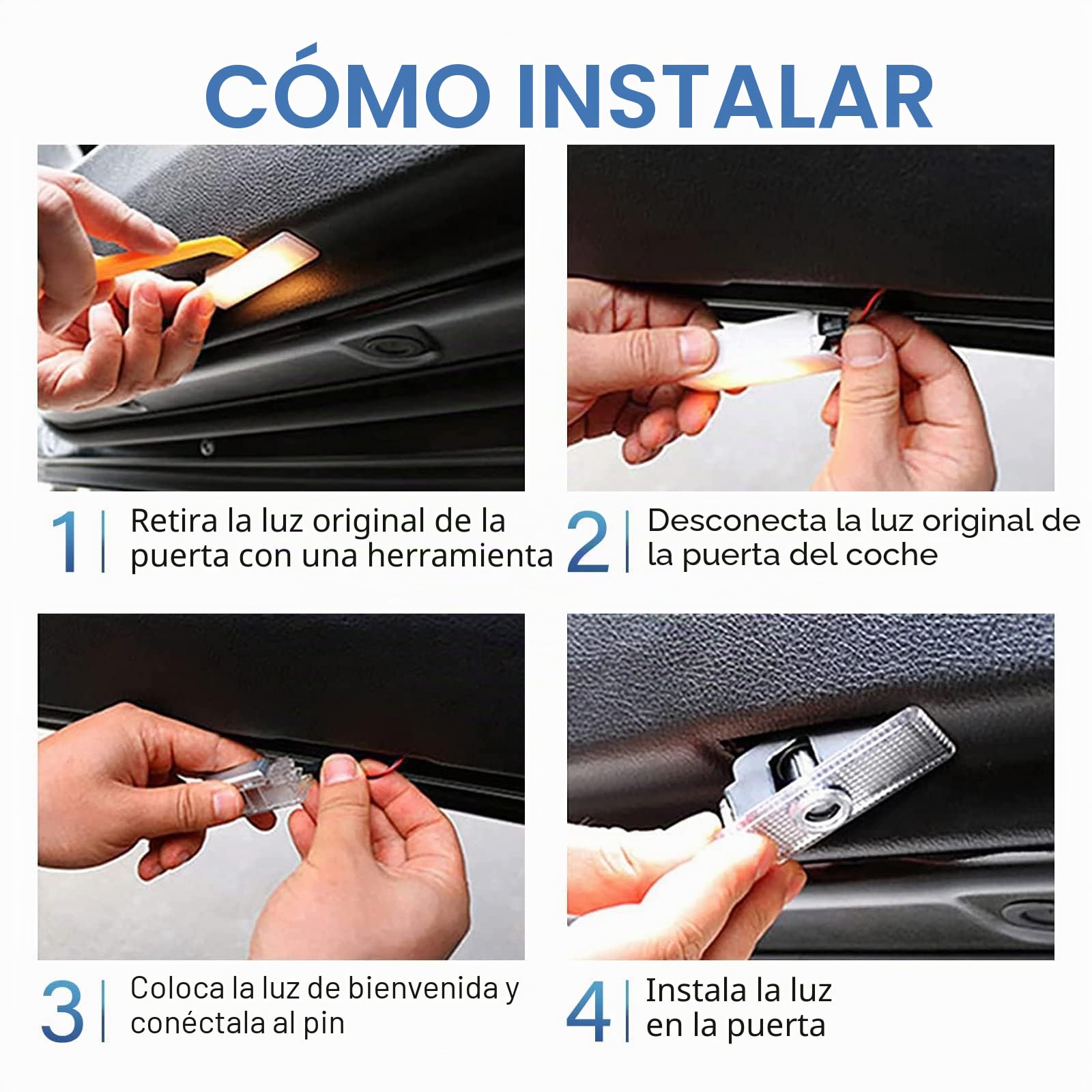 4 unidades de luces para puerta de coche con logotipo AMG para Mercedes CLA C118 X118 CLS C257 Clase E C238 A238 Proyectores de puerta Iluminación de entrada Iluminación para debajo del suelo