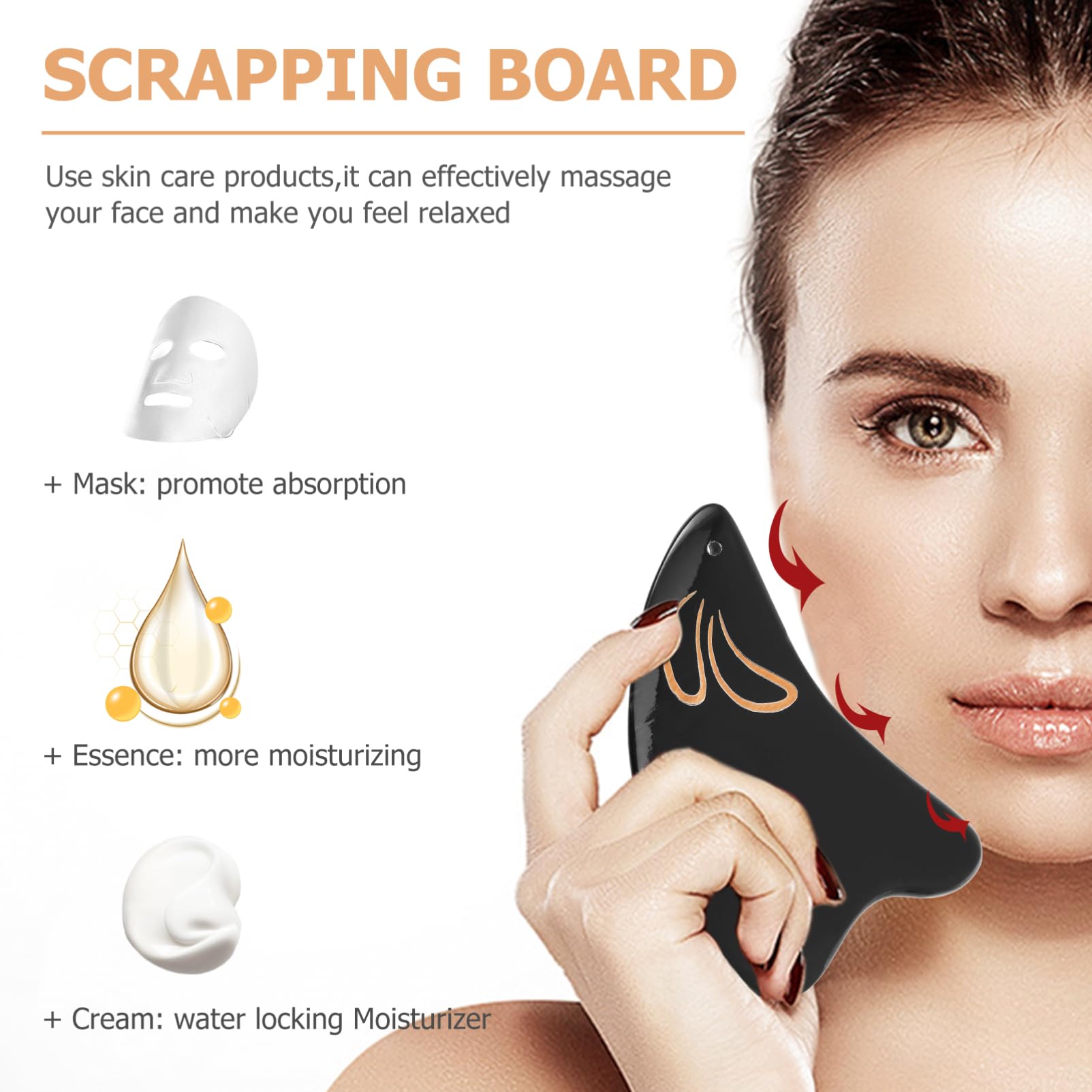 Gatuida 2piezas Gua Facial De Negro Herramienta De Masaje y Raspado Accesorio De Para Cuerpo y Cara Para Relajación y Circulación Sanguínea