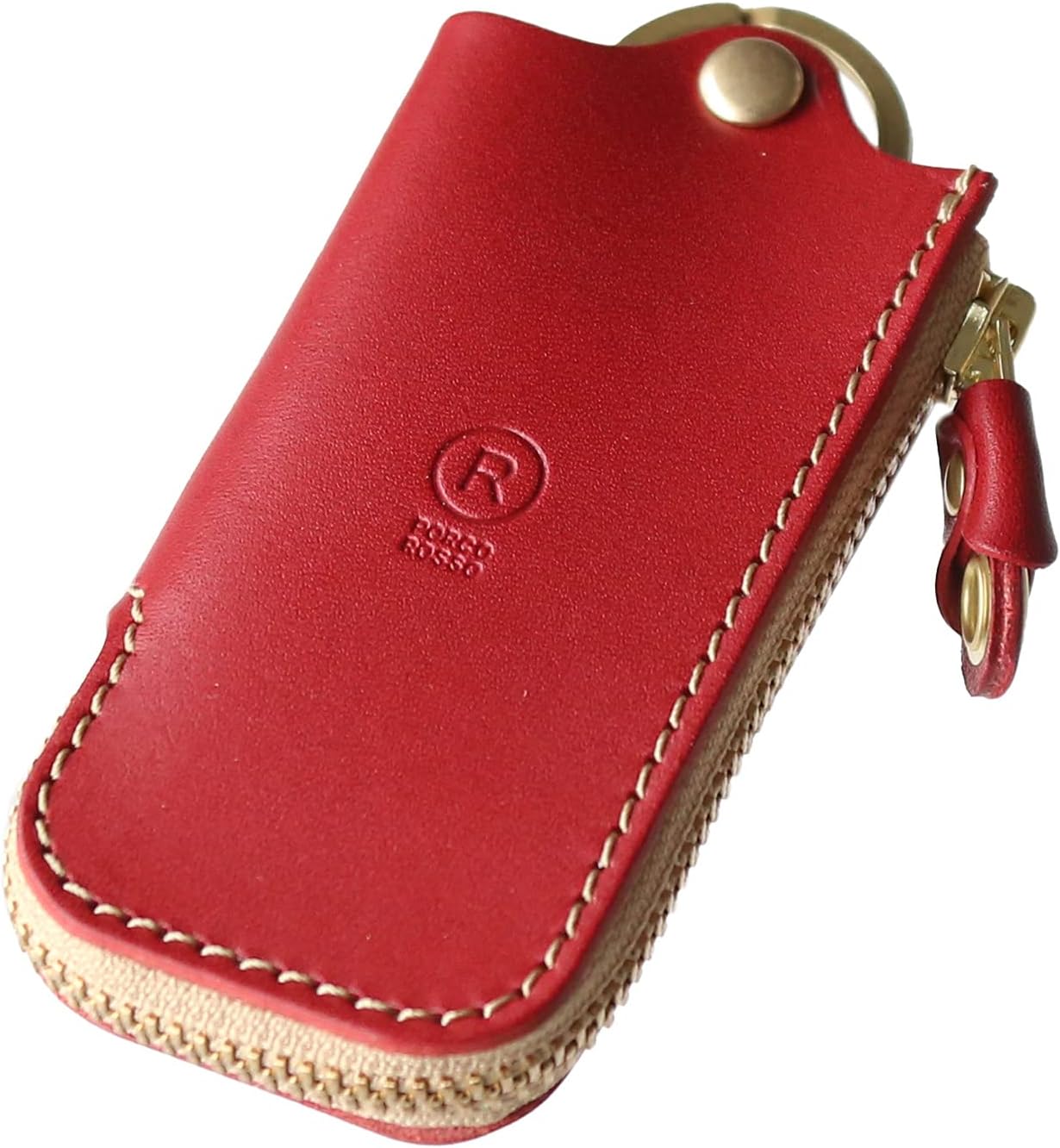[ポルコロッソ] キーケース スマートキーケース メンズ レディース 本革 栃木レザー スマートキー キー キーホルダー 革 ファスナー ブランド 日本製 赤 レッド [sokunou]