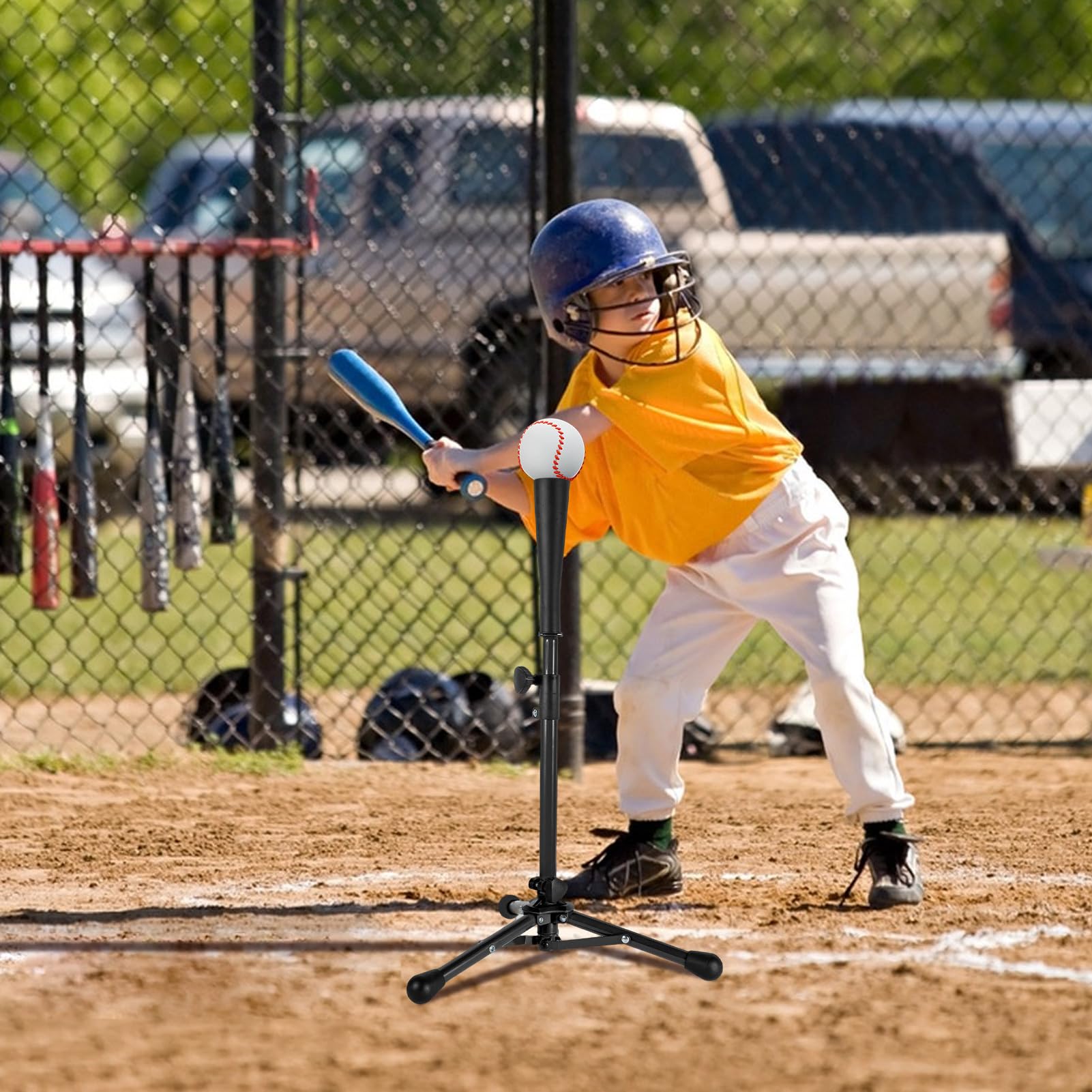 Tee de béisbol juvenil, camisetas de béisbol para golpear - Altura ajustable TEE de béisbol para niños - Con el trípode de soporte ergonómico de la bolsa reutilizable para el lanzamiento de softbol Ed