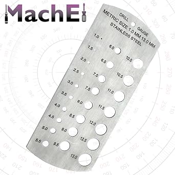MachEl Stainless Steel Drill Gauge 1-13mm Metric Size Measuring Tool | MachEl Stainless Steel Metric Drill Gauge 1-13 mm, Precision Drill Bit Size Measuring Tool with Clear Metric Markings