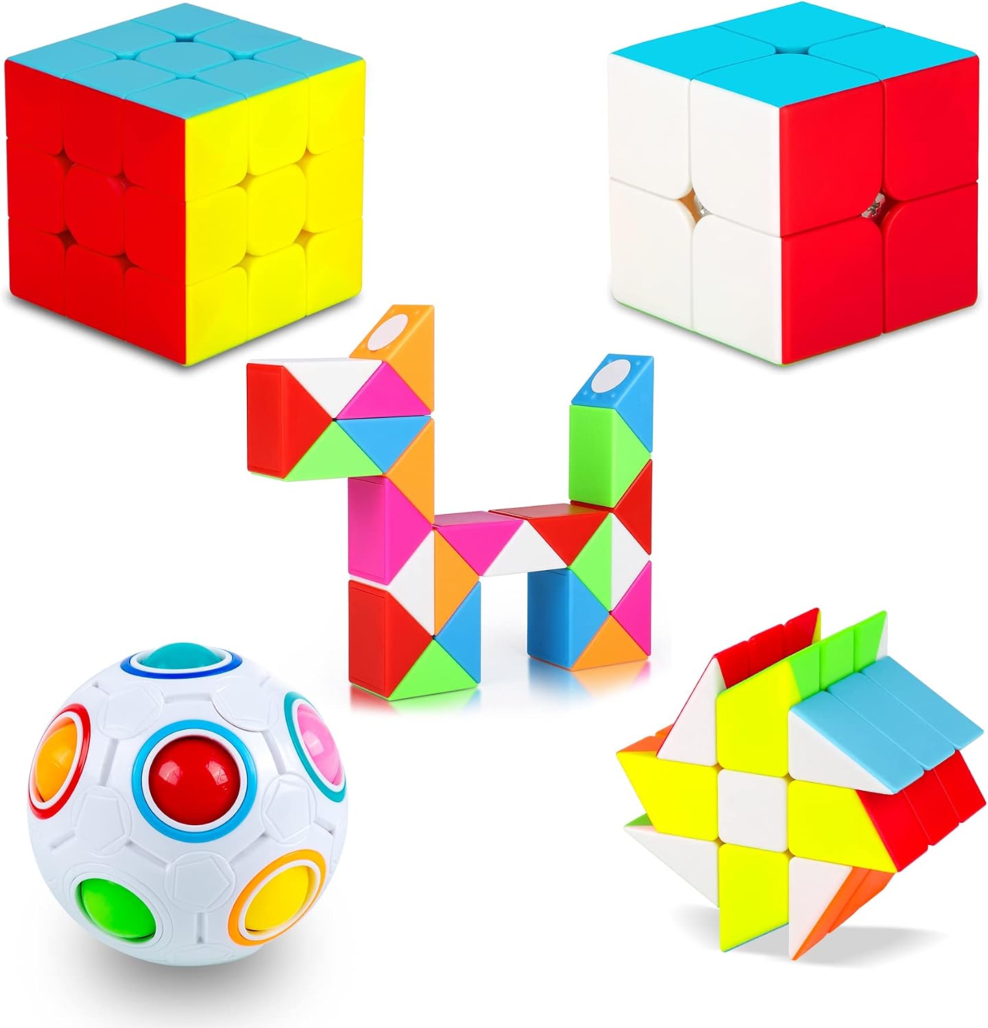 Yordawn Magic Cube Set 5 Pack Stickerless Speed Magic Cubes 2×2 3×3 ...