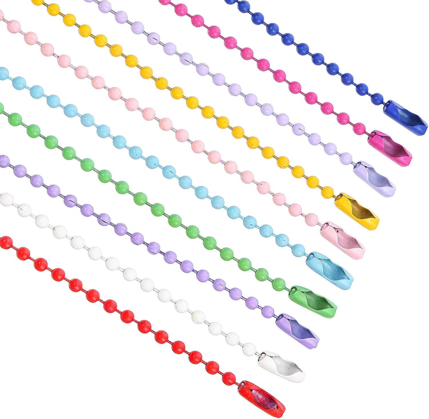150 PCS Ball Bead Chain Keychain, 4.7 Inch Ball Keychain Links Dog Tag Chains Mixed Color, Small Metal Beaded Rings with Connector for Key Jewelry Making Hanging Decoration DIY Craft