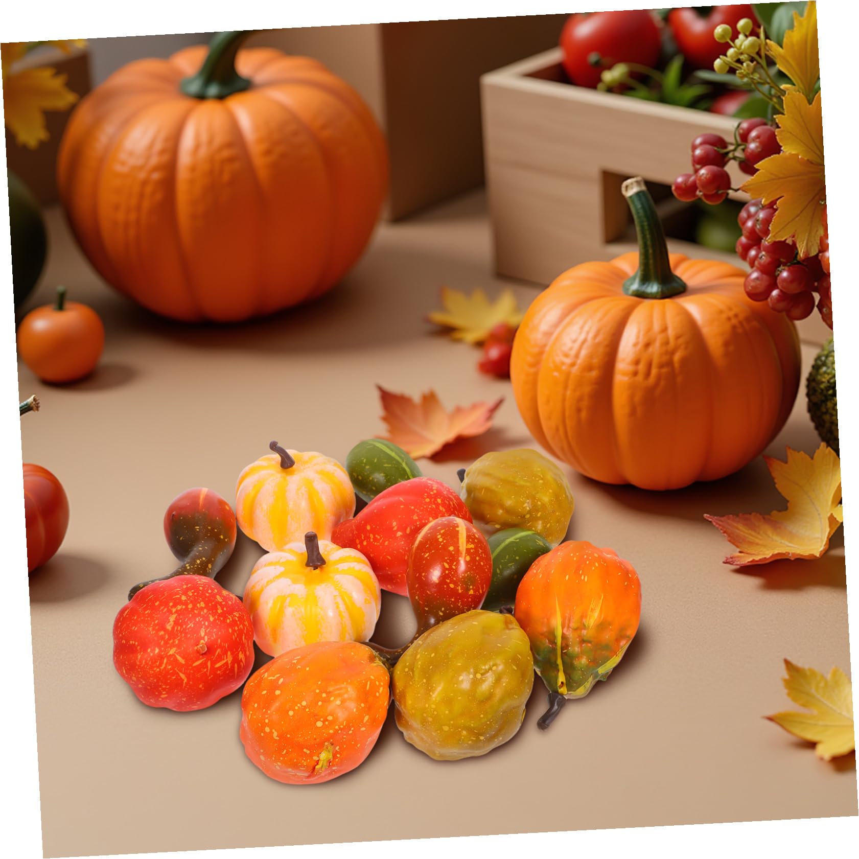 Cabilock 2 Sätze Stoffkürbisse, Künstliche Kürbisse Kürbis- Lebensechter Kleiner Kürbis Halloween-Dekoration Foam Pumpkin Szenenlayout Schmücken Herbststütze Schaum 12 Stück * 2