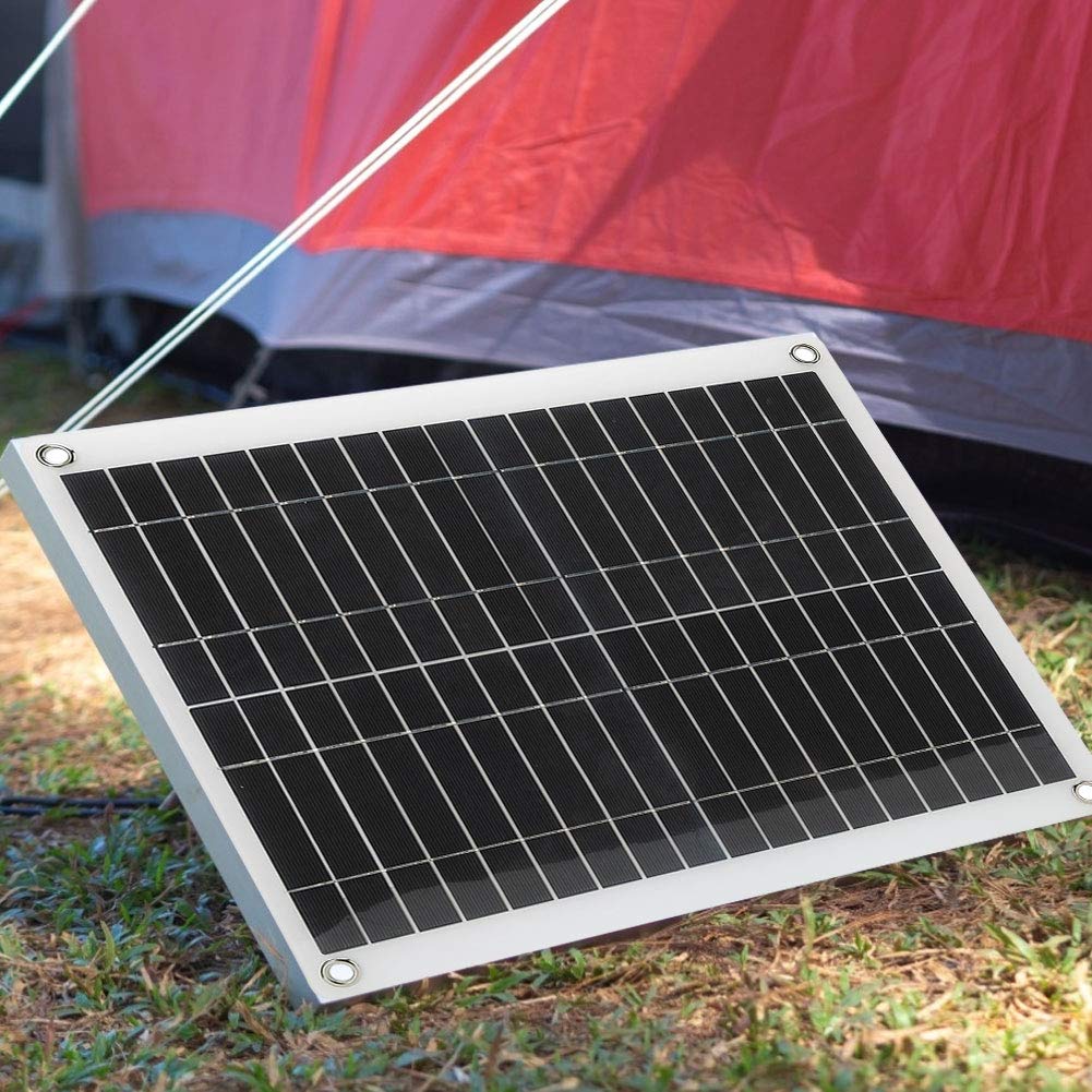 Solarpanel, Tragbar, Flexibel, Polykristallines Solar-Ladeboard, 25 W, 18 V, Dual-USB, DC12V-Ausgang, Leichtes Design für Camping, Wohnmobil, Boot, Reisen, Outdoor-Einsatz