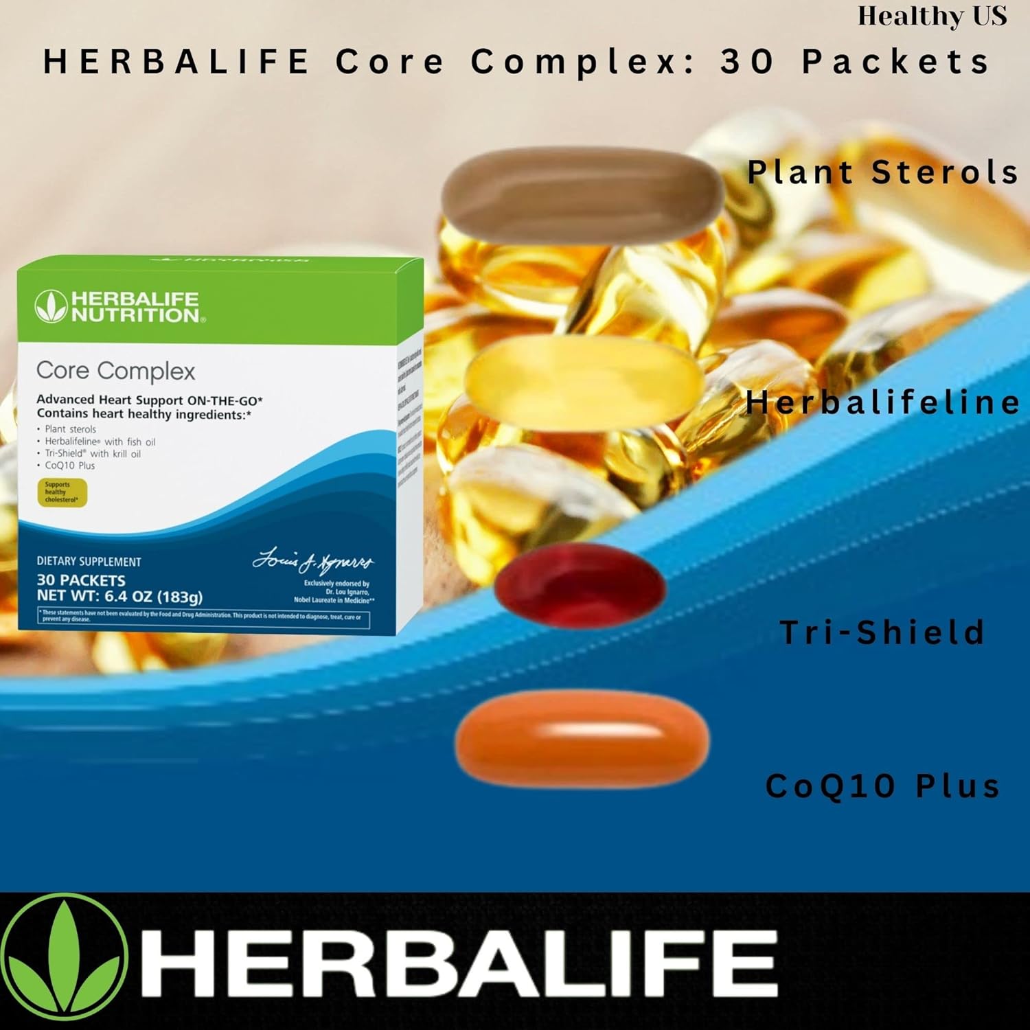 Herbalife Core Complex: 30 Packets 6.04 Oz (183g) Advanced Heart Support ON-The-GO, Supports Healthy Cholesterol, Contains Heart Healthy Ingredients with Vitamin D, Vitamin E, Vitamin B6, Vitamin B12