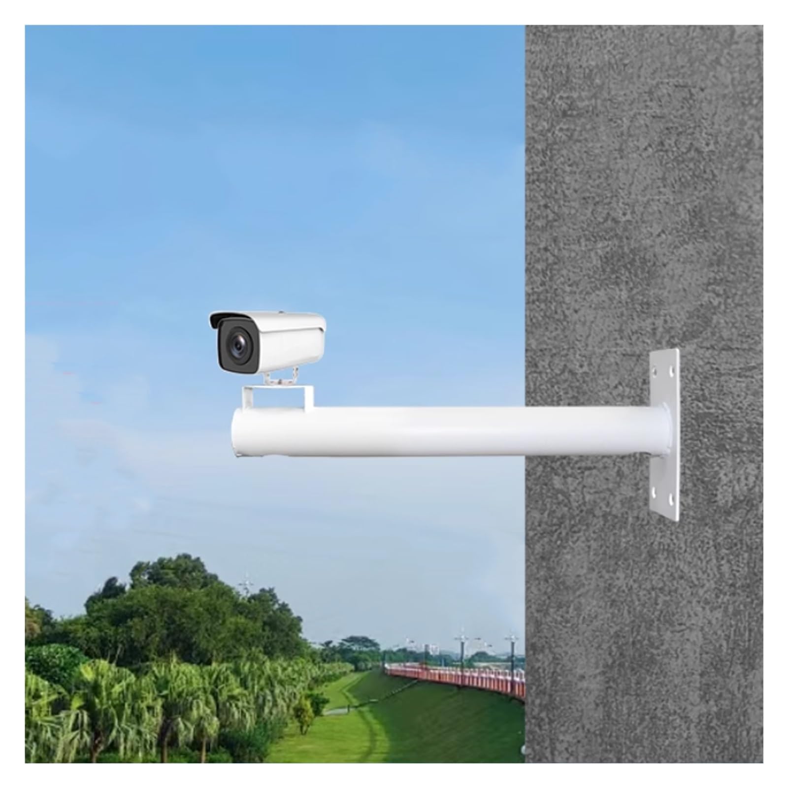Sicherheitskamera-Mast Weiße Wandhalterung Für Überwachungskameras, 0,5 1 1,2 1,5 2m Sicherheits-Kamera-Wandstange Und Halterung, Sicherheits-Kamera-Stange(B,1m/39.4 in)