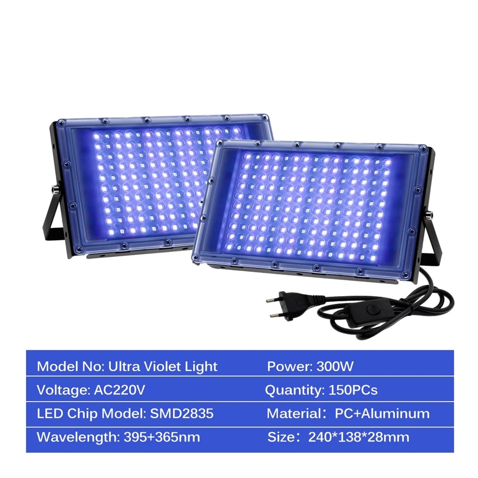 Lampe à Polymériser UV, Lampe de photopolymérisation LED UV SMD2835 for imprimante 3D, accessoires photosensibles 395+365 nm, for usage intérieur et extérieur