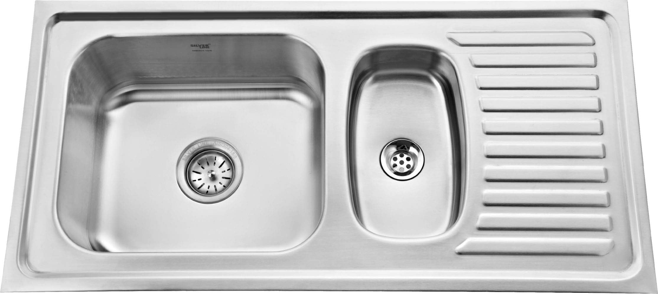 SILVERLINE Stainless Steel Grade 304 Kitchen Sink Size 37" x 18" x 8"