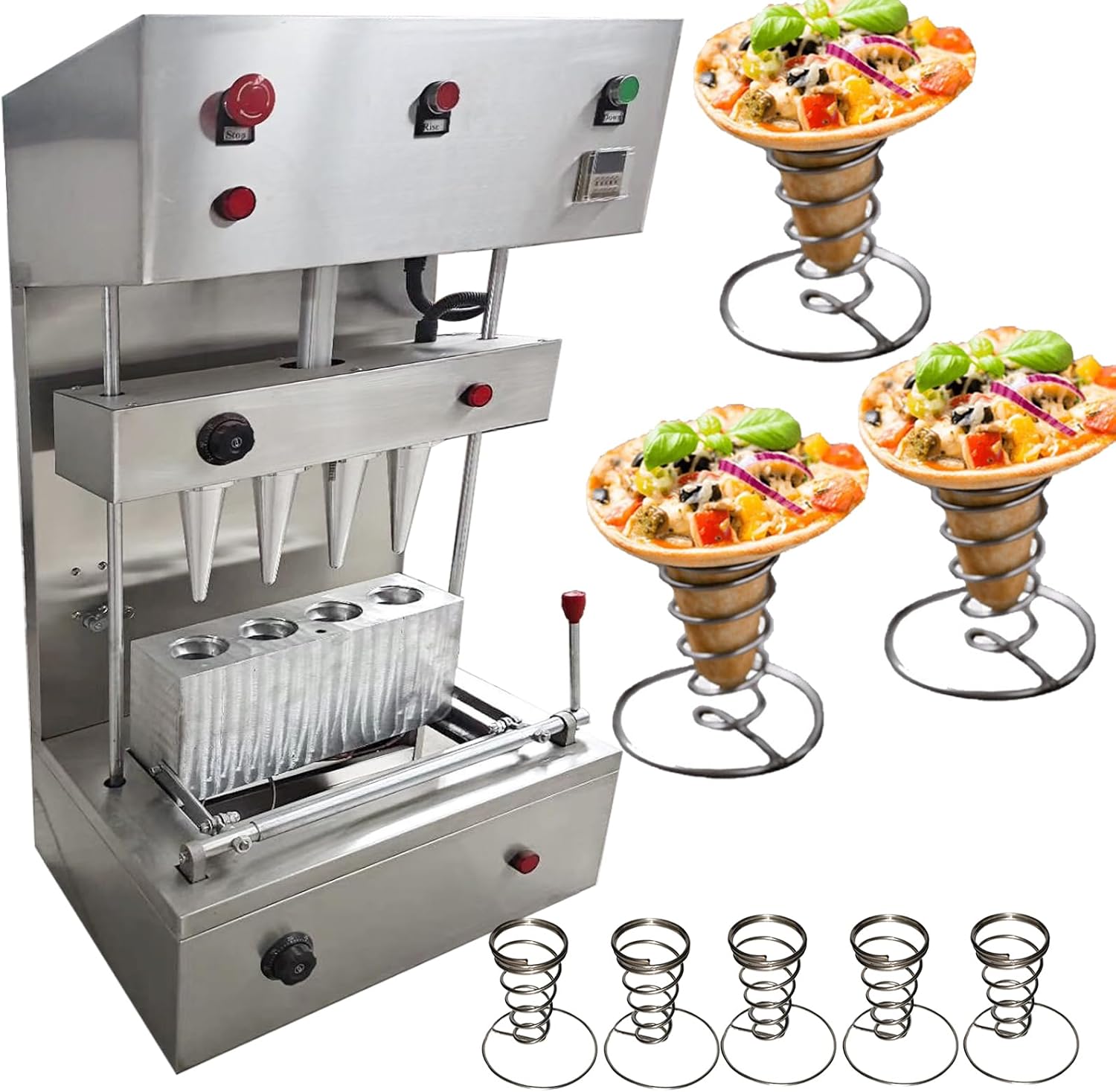 4 conical pizza machine Countertop Pizza Ovens Pizza Showcase commercial cone maker handheld ice cream cone maker 0-572℉(5.11 * 2.36 * 0.11inch spiral cone machine,220V/50HZ)