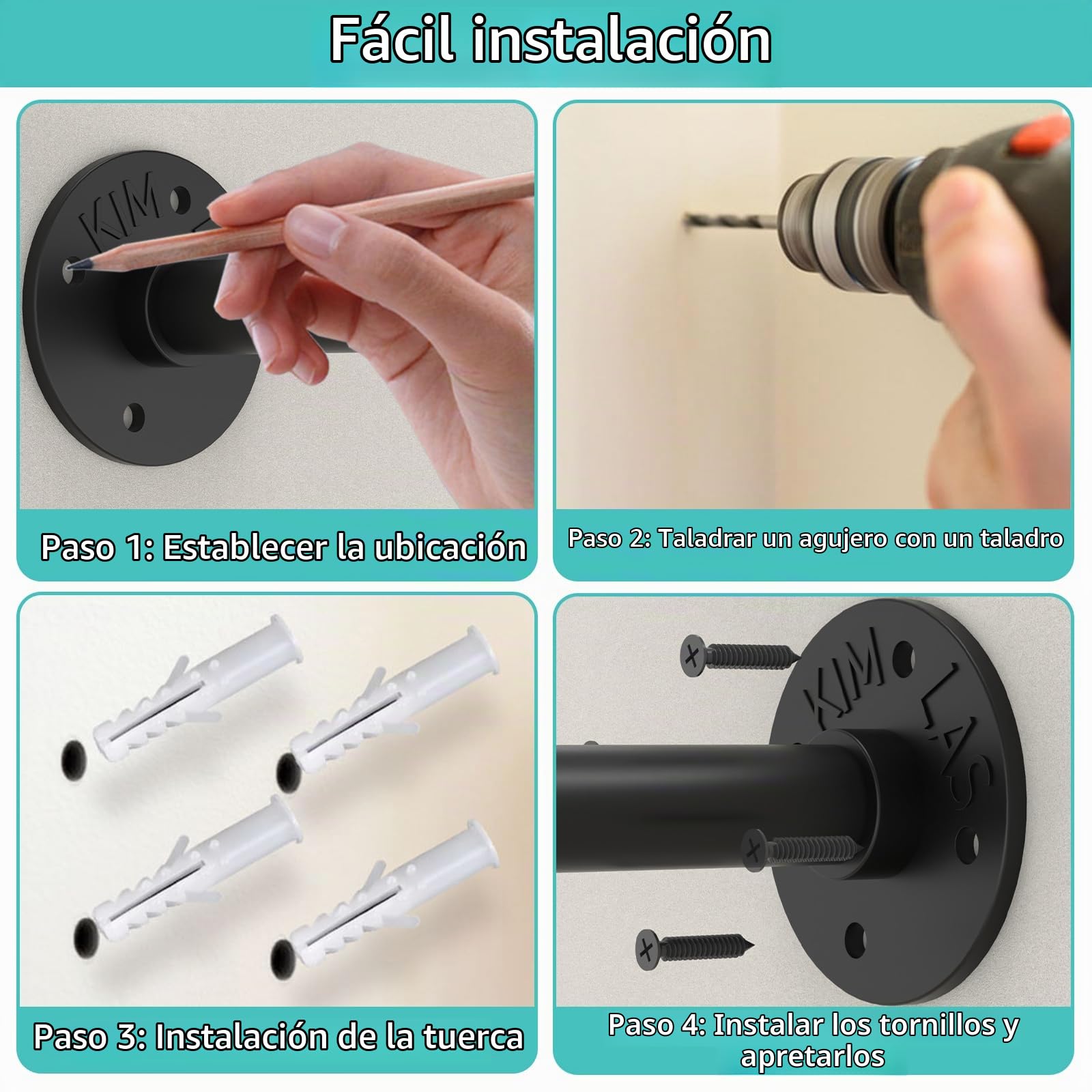 Yawinhe Barra Para Colgar Ropa de Pared,2 columnas Burro Ropa,Negro | Armario Abierto,Perchero Industrial Resistente;Barra Perchero de Tubos Metálicos para Dormitorio,para Tienda de Ropa