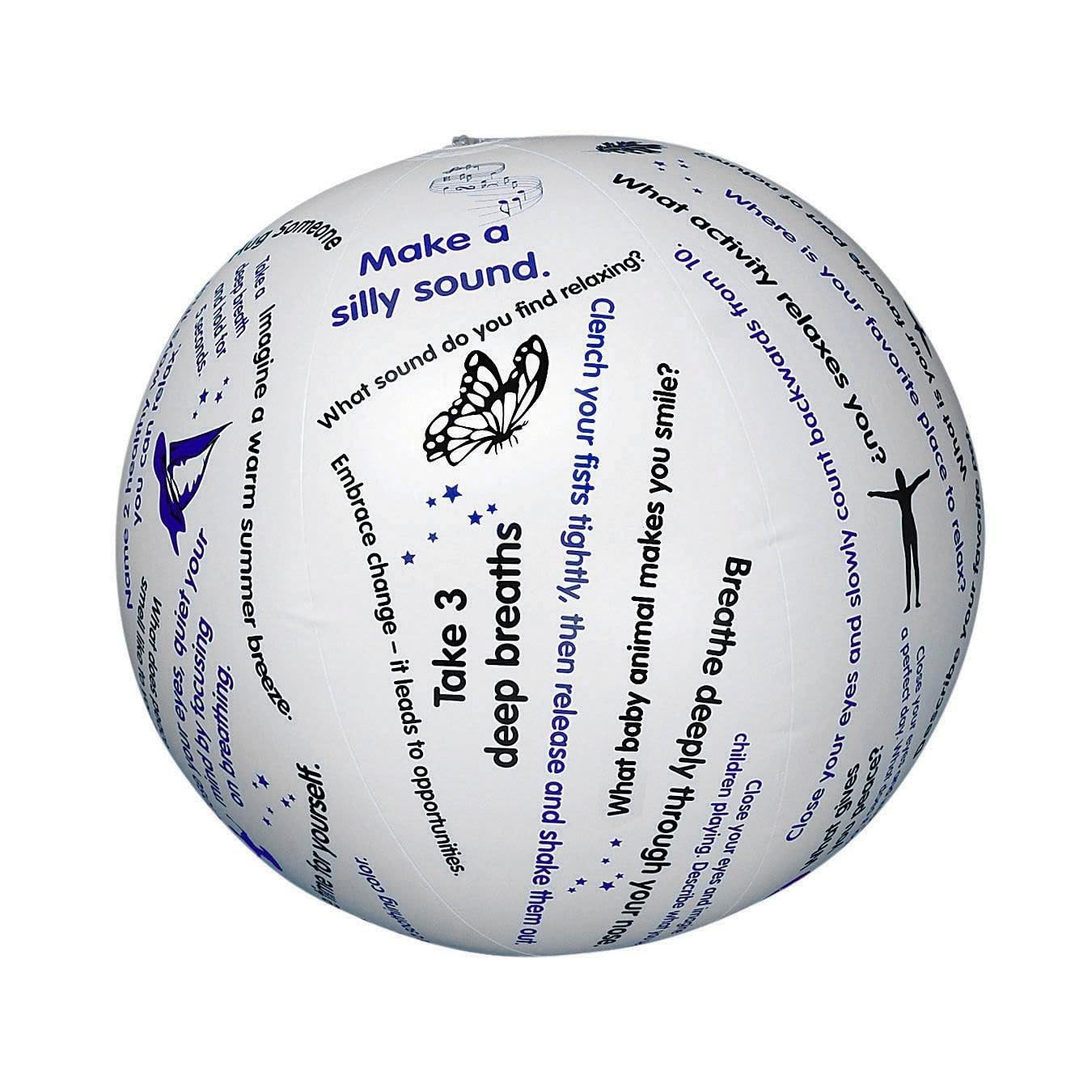 S&S Worldwide Toss 'n Talk-About Relaxation Ball. Beach Ball Style Ball, 24" Flat Diameter. Printed with Instructions or Questions to Encourage Social Interaction, Reminiscing, Relaxation, & More.