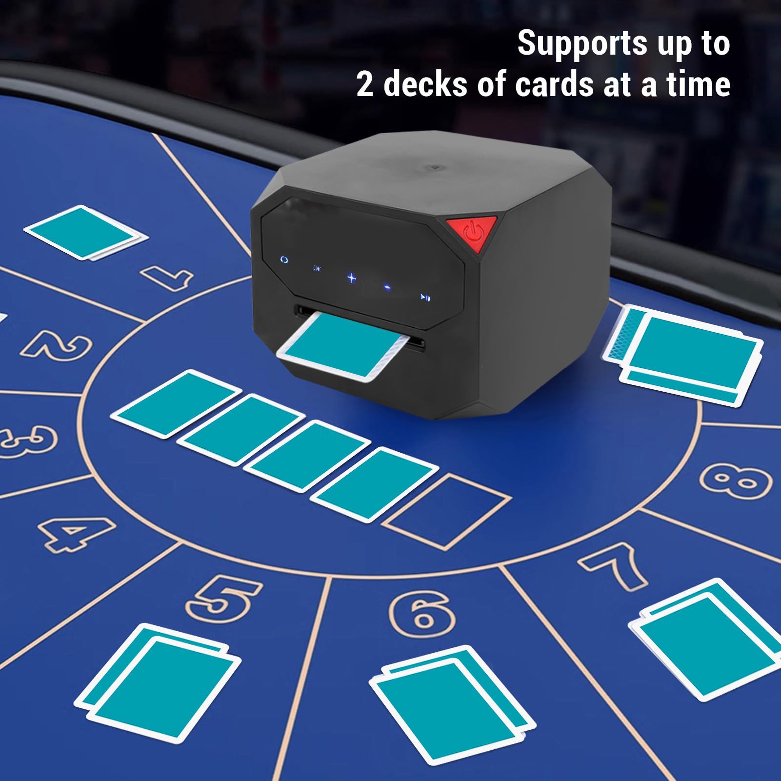 Luocute Máquina Automática de Repartidor de Cartas, Barajado y Distribuidor de Cartas 2 en 1 con Batería de 2500 MAh, para Póquer Phase10 Texas Blackjack y Juegos en Casa