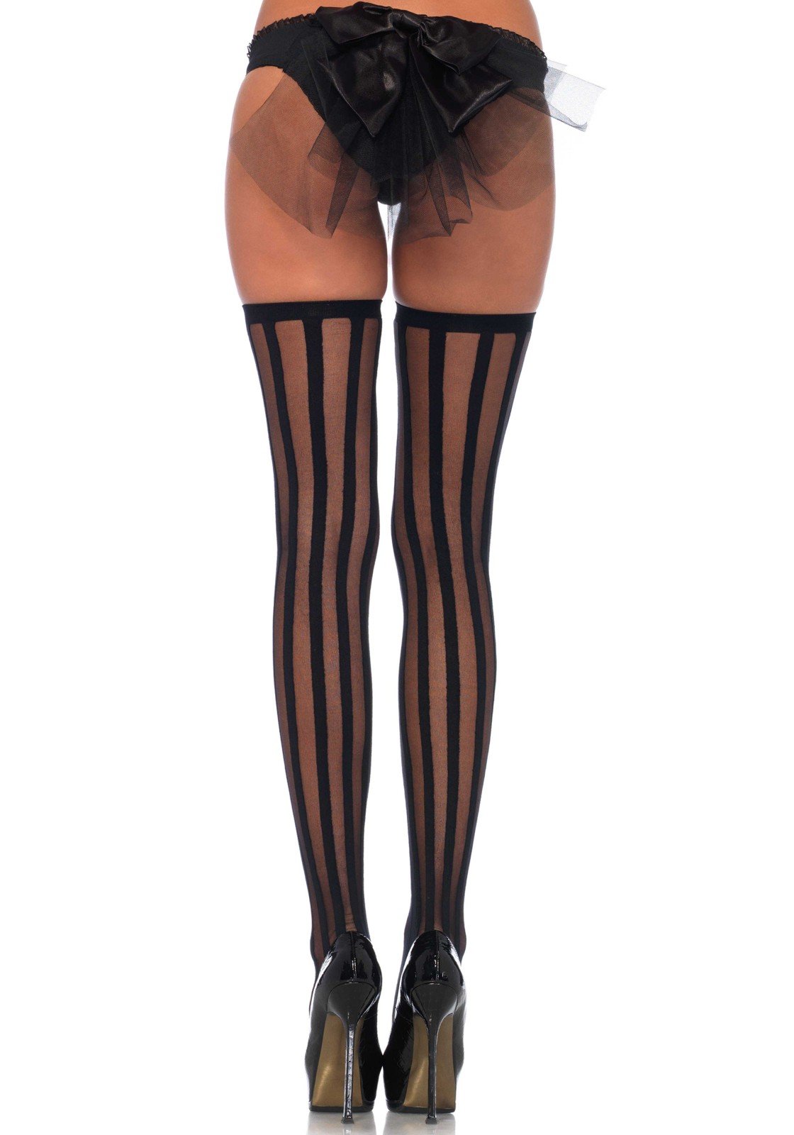 Bas Sans Couture Leg Avenue - Noir à Motifs Pointillés Verticaux - Taille Unique - Neuf