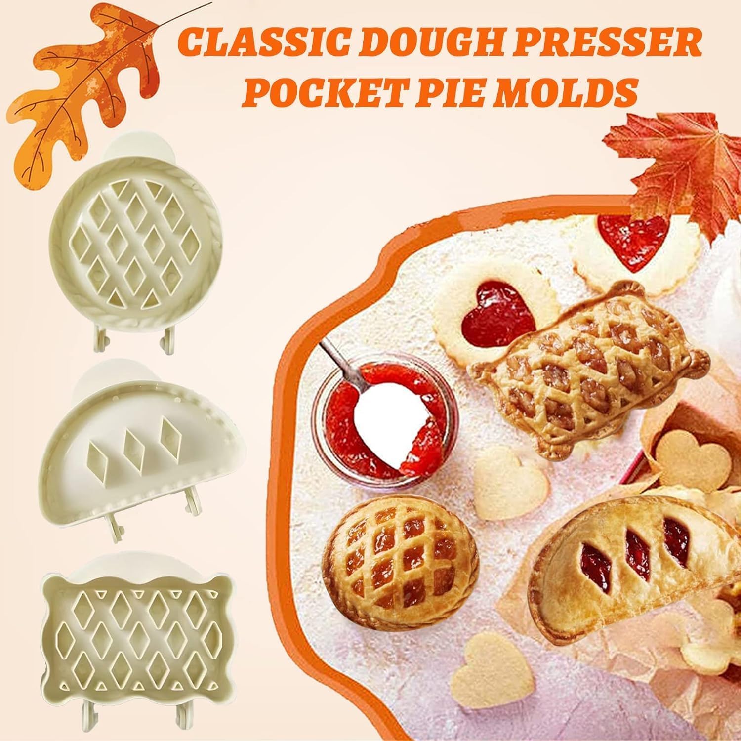3PCS Classic Mini Hand Pie Moldes, Mini Pie Maker, Juego De Moldes Para Prensa De Masa Para Pasteles ABS Respetuoso Con El Medio Ambiente Mini Hand Pie Maker Para Apple Pie Cocina Navidad