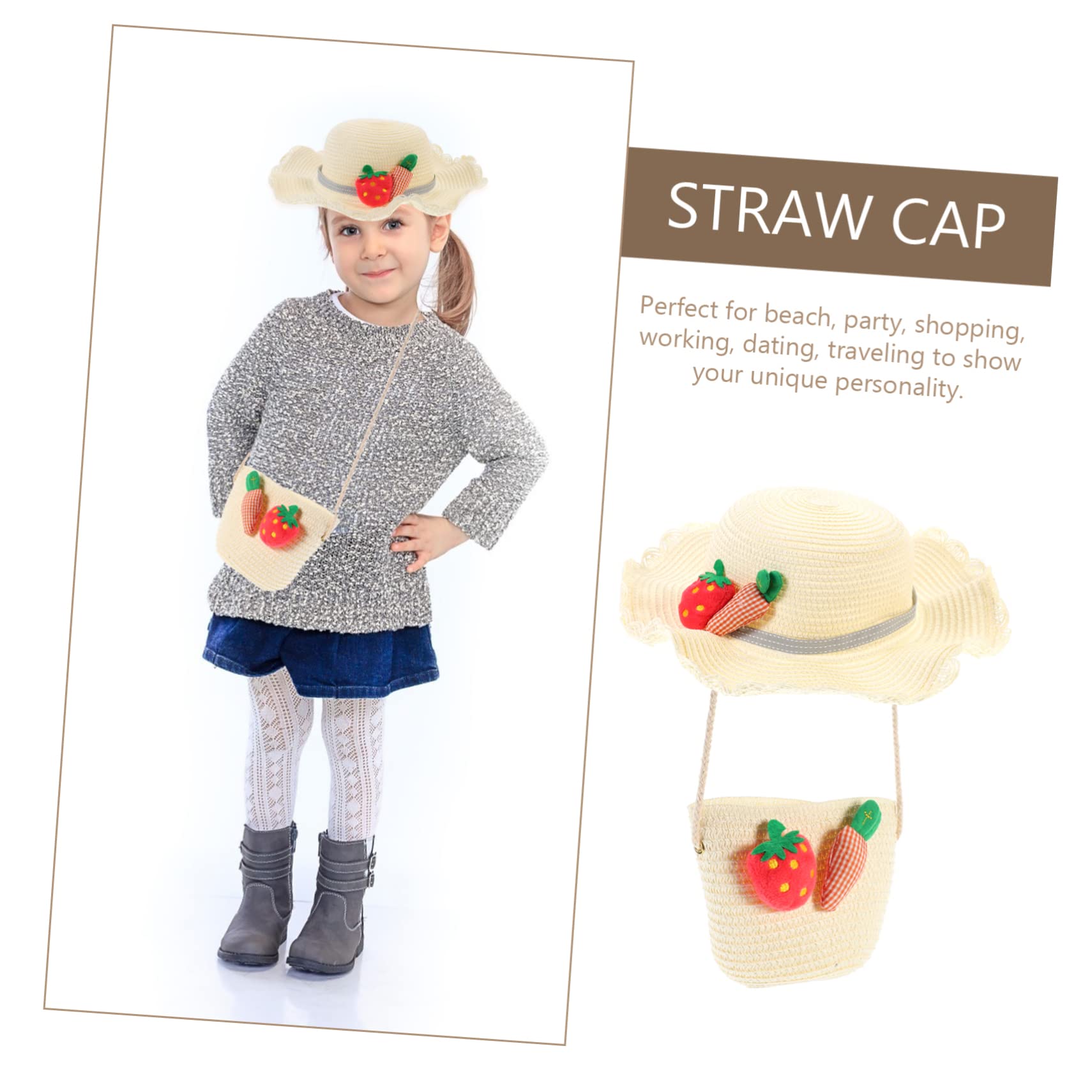 1juego Sombrero De Sol Infantil Bolsa De De Protección UV para Niño Niña Gorro Transpirable y Bolsa De Mano De Verano para Playa y Actividades Al Aire